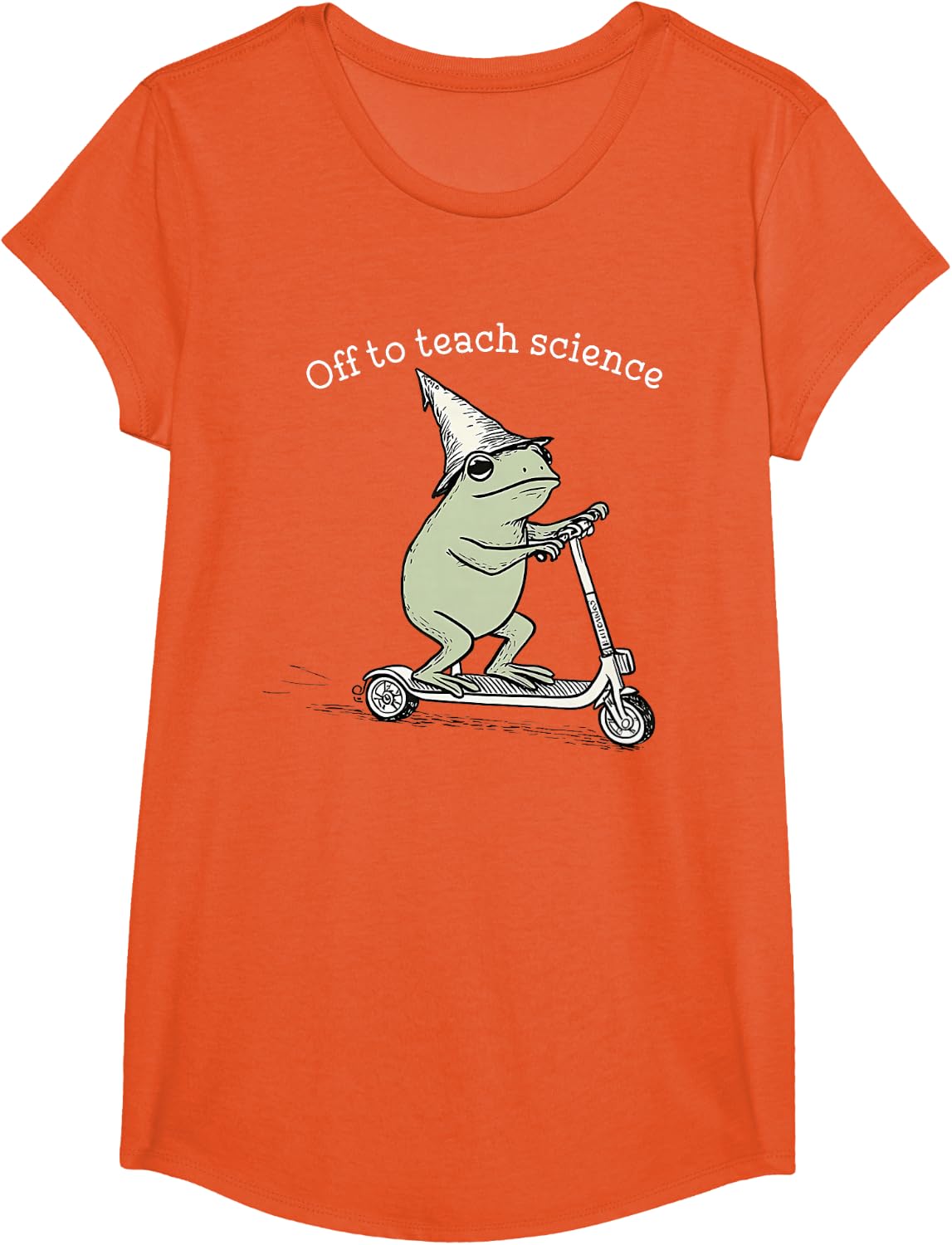 Funny Frog Off to Teach Science Teacher Appreciation Tee T-Shirt - Girls Orange