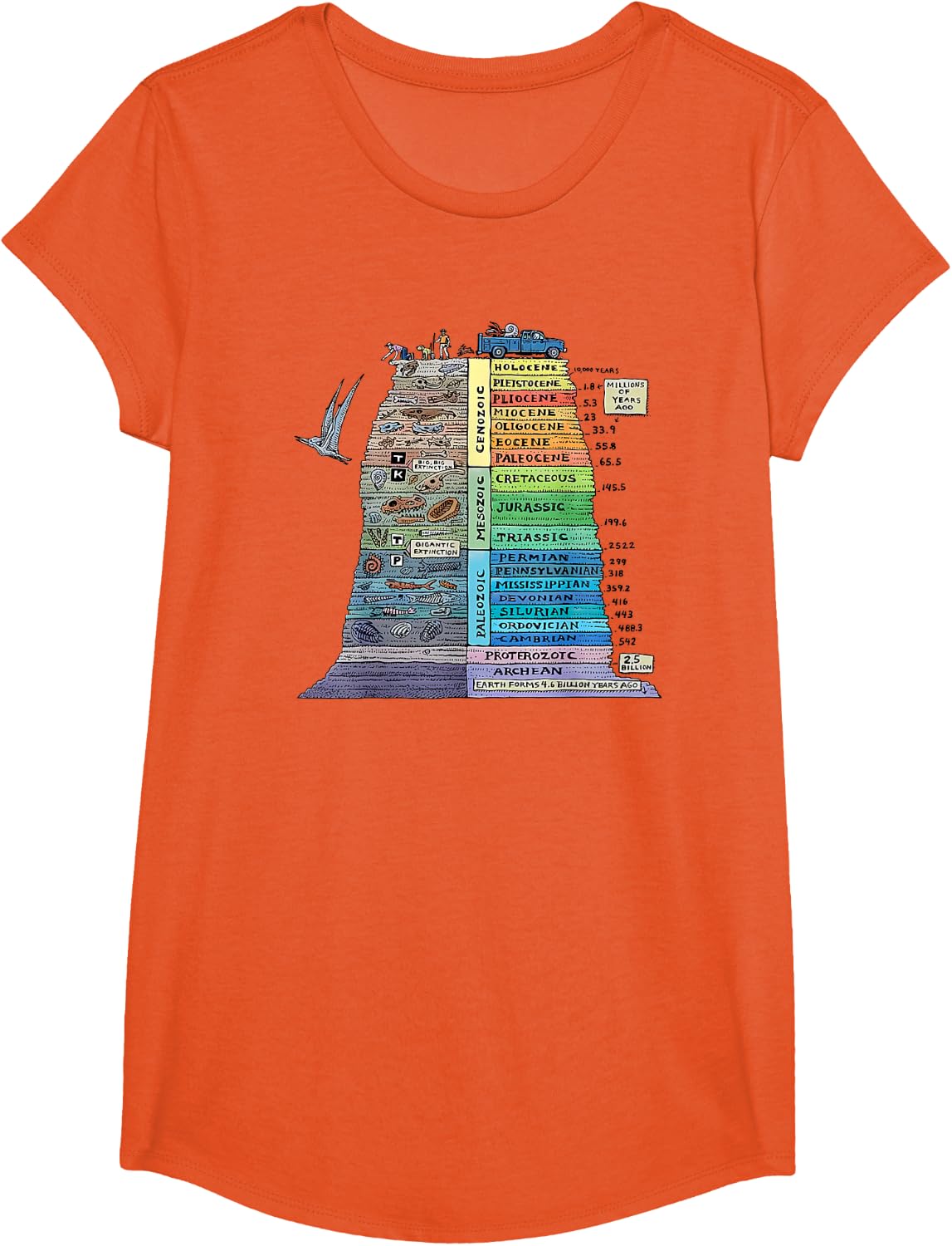 Geological time scale geologist T-Shirt - Girls Orange