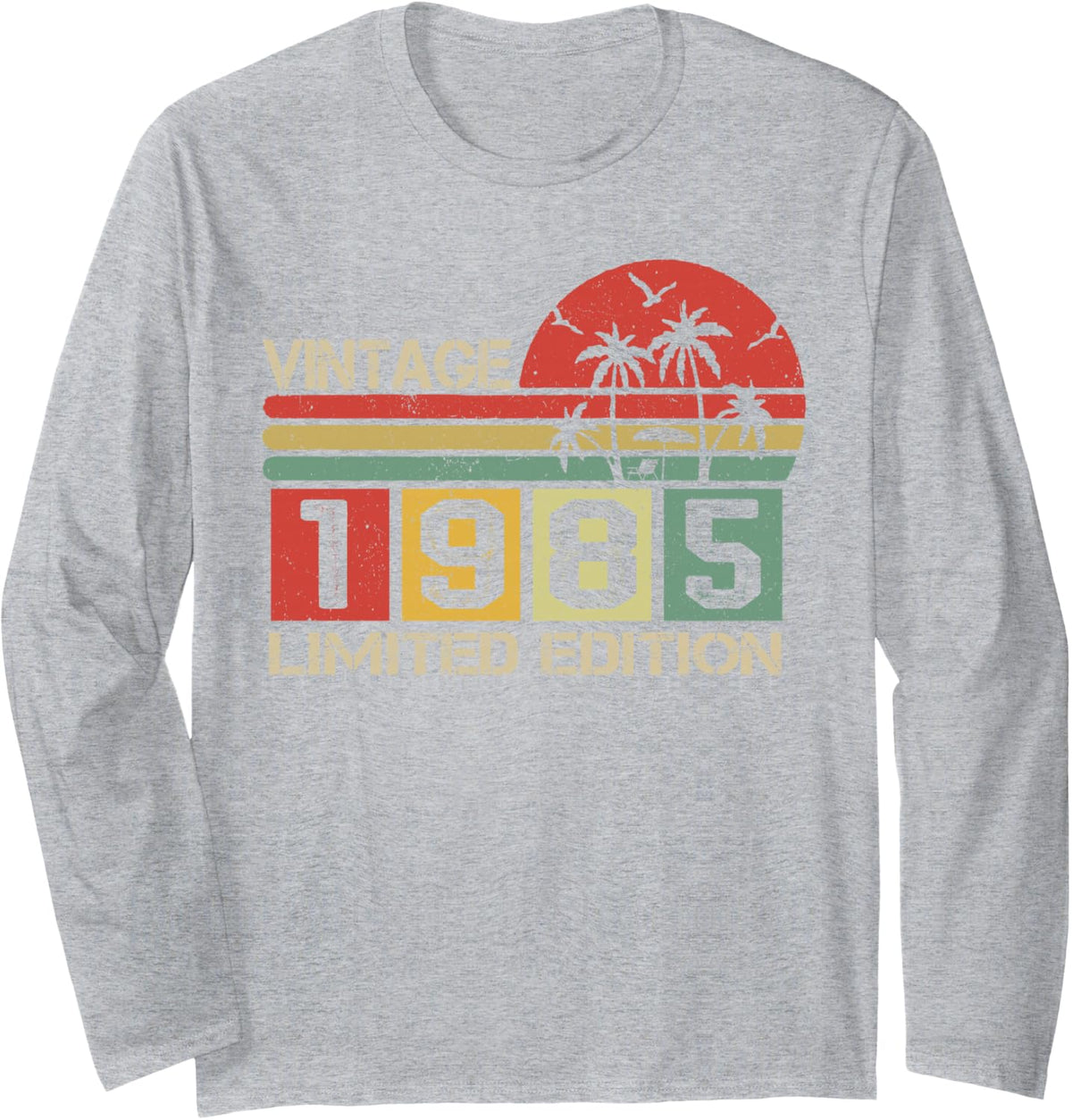 Vintage 1985 Limited Edition Classic Birth Year of Birthday Long Sleeve T-Shirt - Adult Unisex Heather Grey