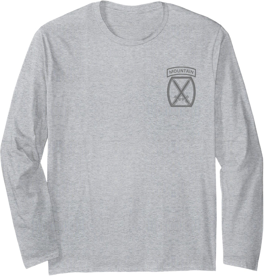 10TH MOUNTAIN DIVISION INFANTRY USA VETERAN GRAY Long Sleeve T-Shirt - Adult Unisex Heather Grey