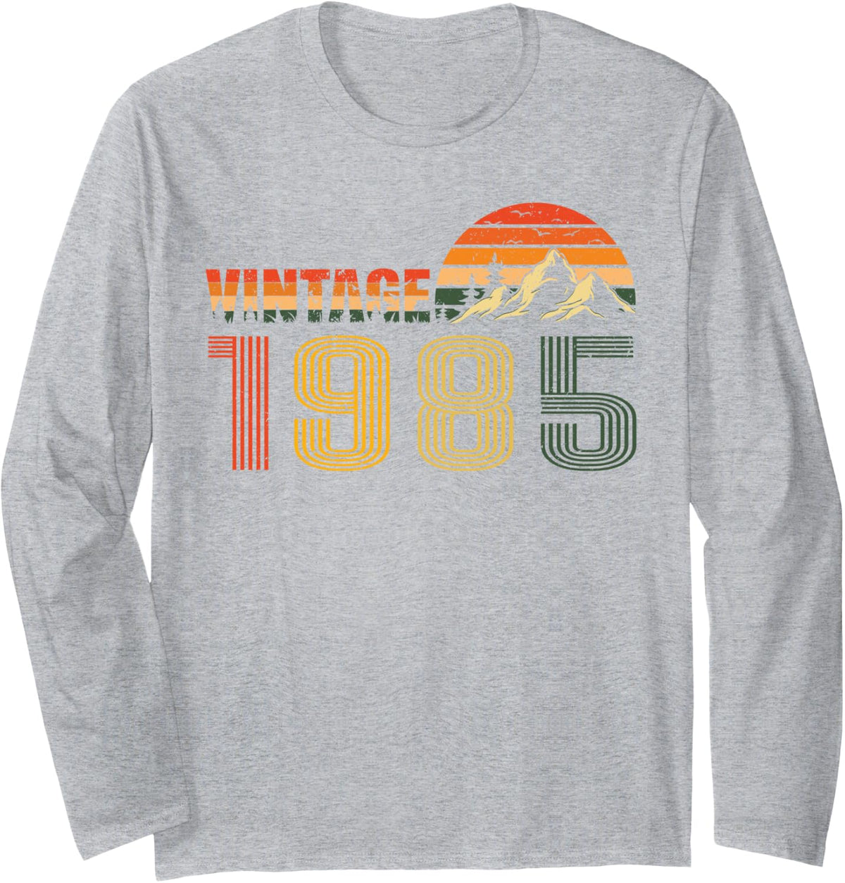 Vintage 1985 Birth of Birthday Classic Year 1985 Vintage Long Sleeve T-Shirt - Adult Unisex Heather Grey