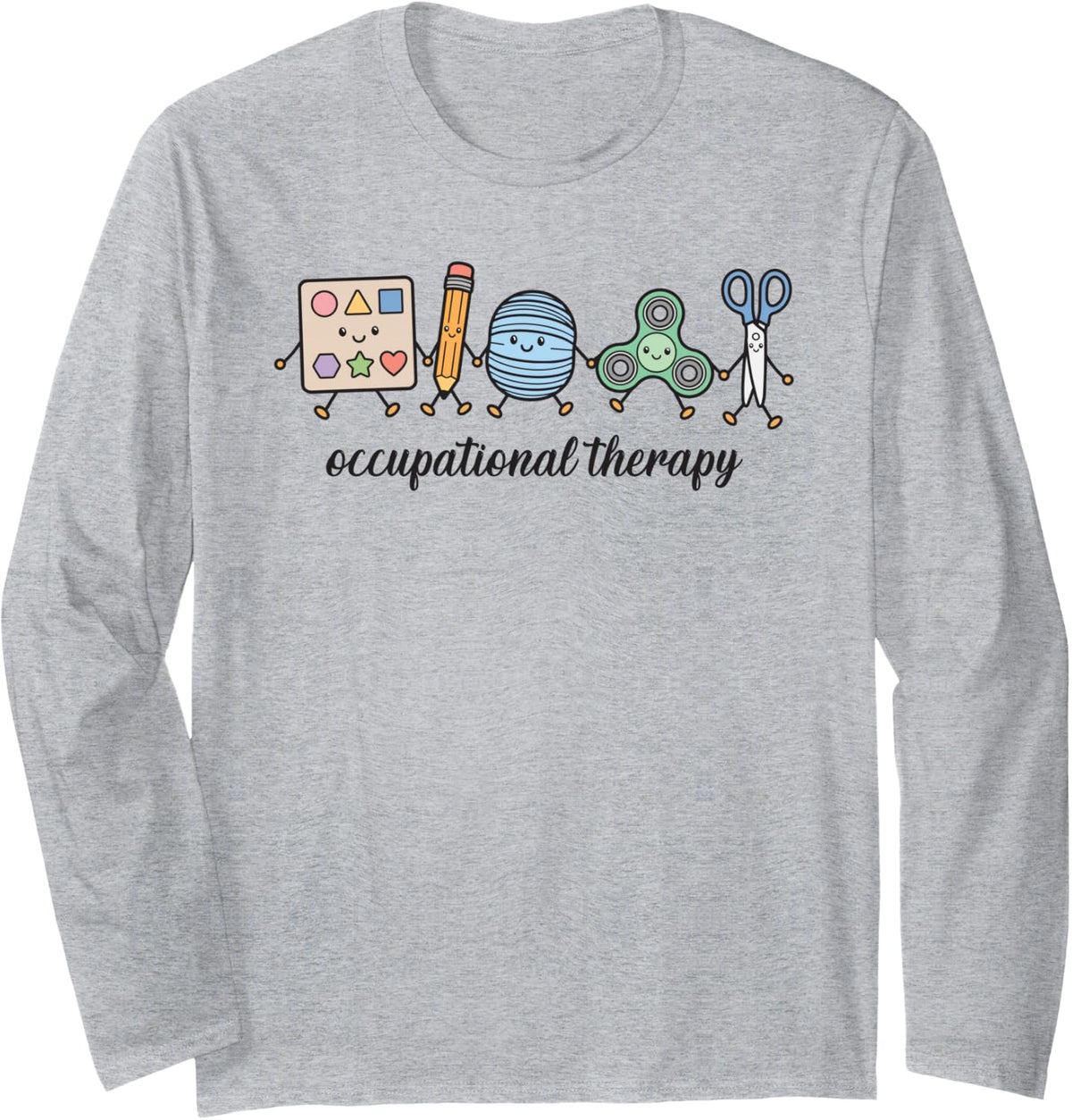 OT Doodles Peds OT Occupational Therapy Pediatric Therapist Long Sleeve T-Shirt - Adult Unisex Heather Grey