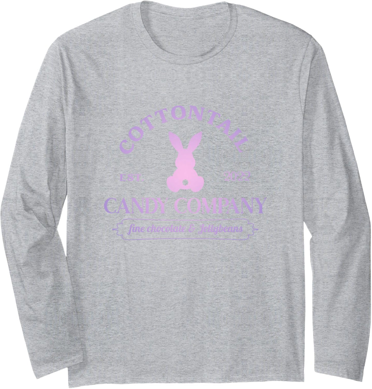 "Cottontail Candy Company" pastel fine chocolate jellybeans Long Sleeve T-Shirt - Adult Unisex Heather Grey