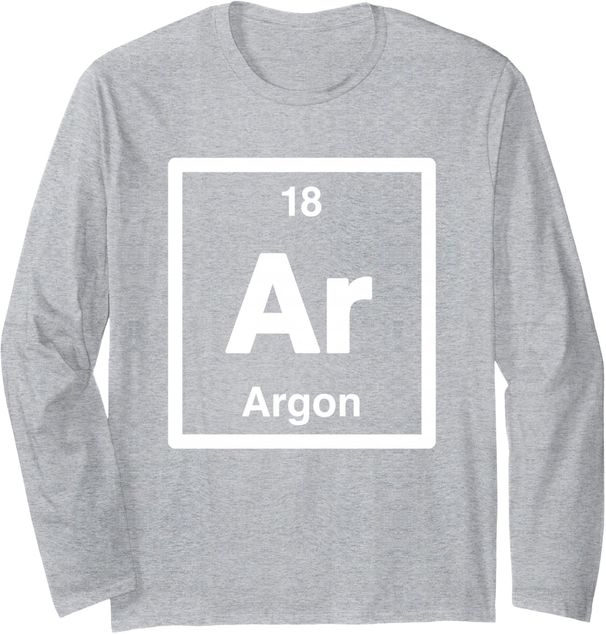 Argon - Ar - Periodic Table Elements, Large Science Gifts Long Sleeve T-Shirt - Adult Unisex Heather Grey