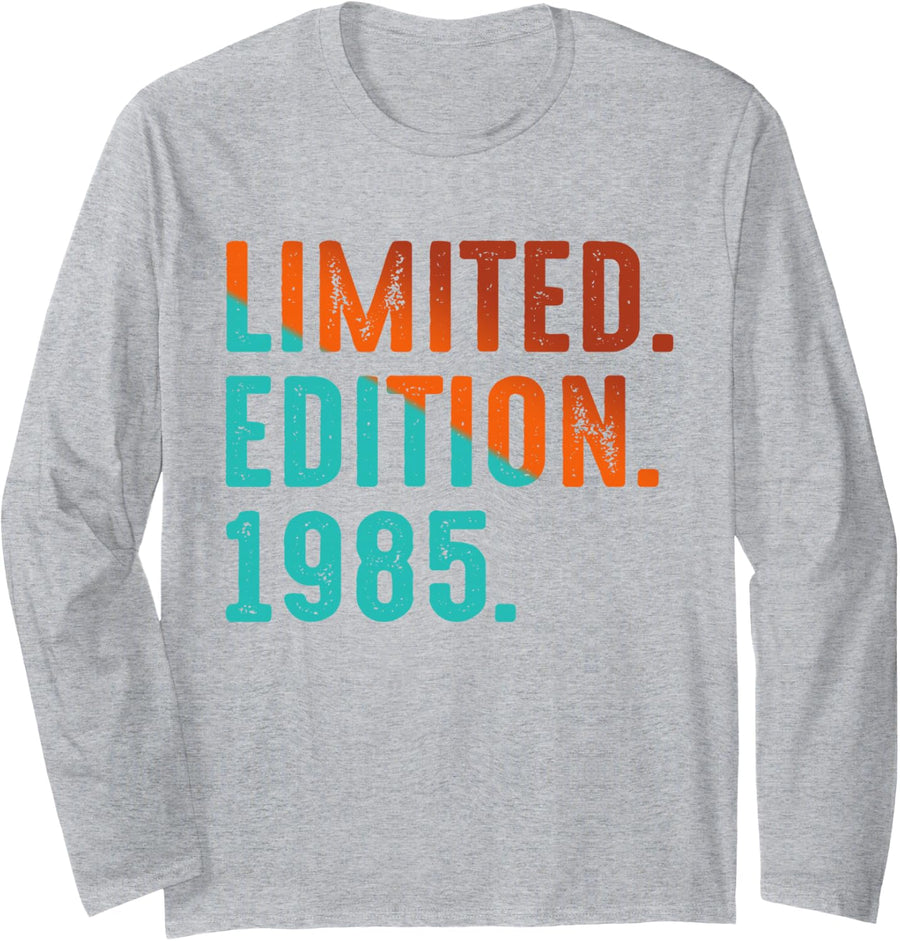 1985 Limited Edition 1985 Vintage 1985 Birthday Long Sleeve T-Shirt - Adult Unisex Heather Grey