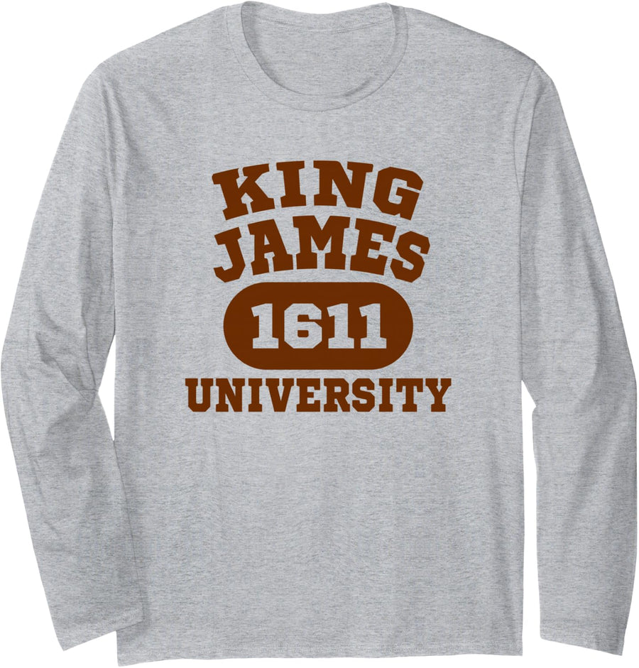 King James Bible 1611 KJV University Bible Studies Long Sleeve T-Shirt - Adult Unisex Heather Grey
