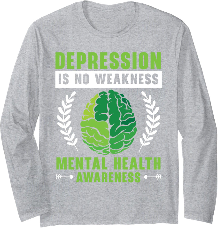 Suicide Prevention Awareness Mental Health Depression Long Sleeve T-Shirt - Adult Unisex Heather Grey