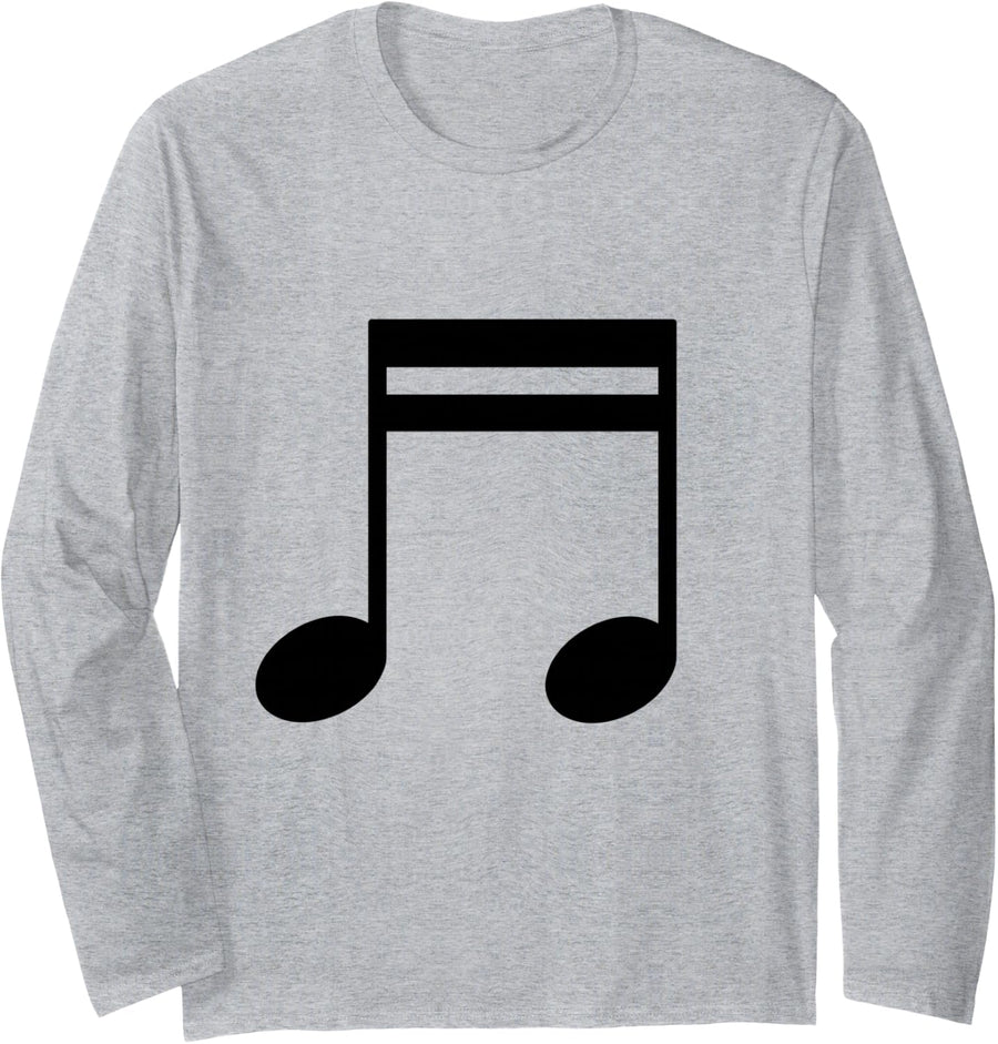 Beamed Sixteenth Notes Minimalist Music Notation Design Long Sleeve T-Shirt - Adult Unisex Heather Grey