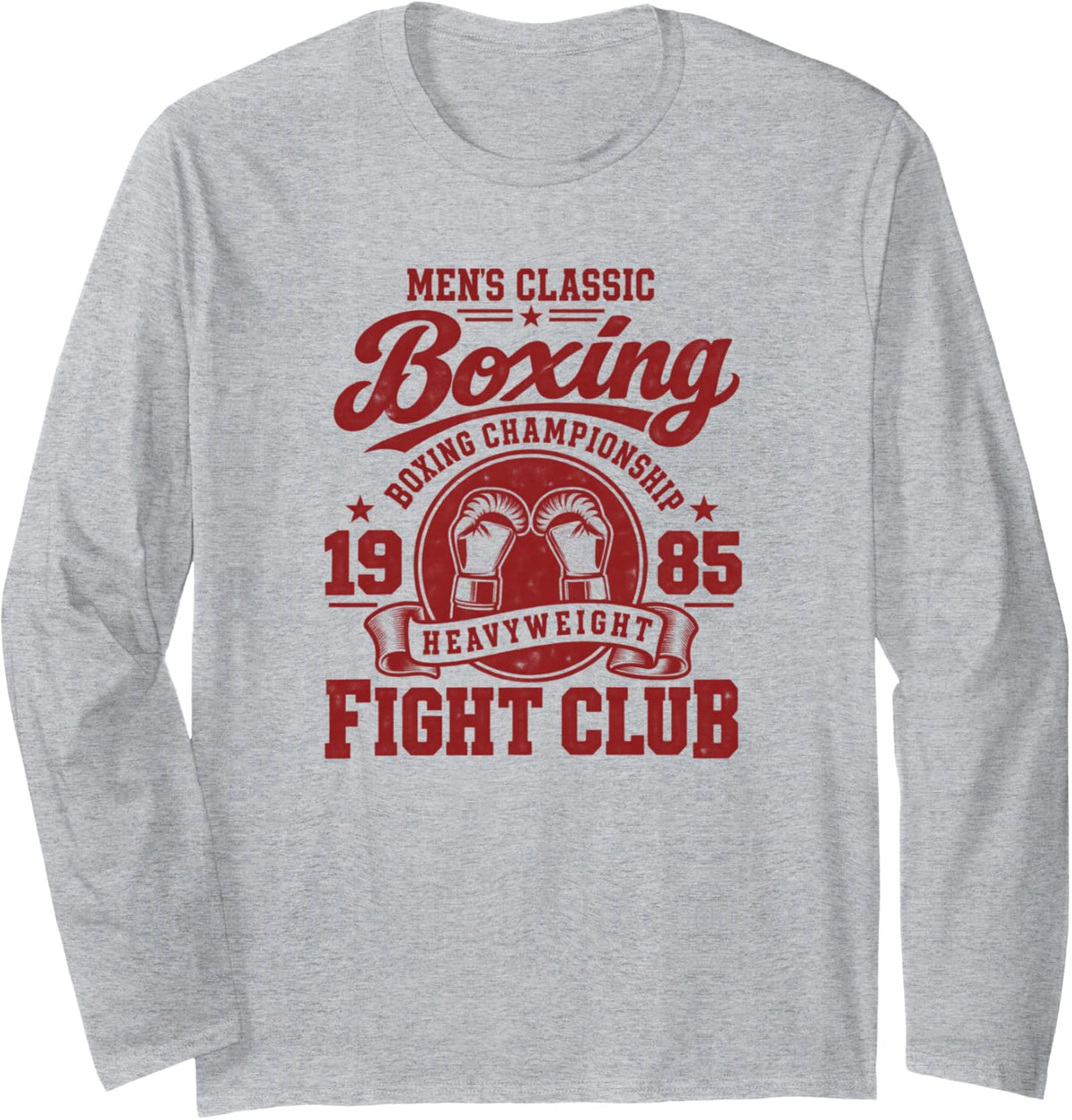 Vintage Style Classic Boxing 1985 Long Sleeve T-Shirt - Adult Unisex Heather Grey