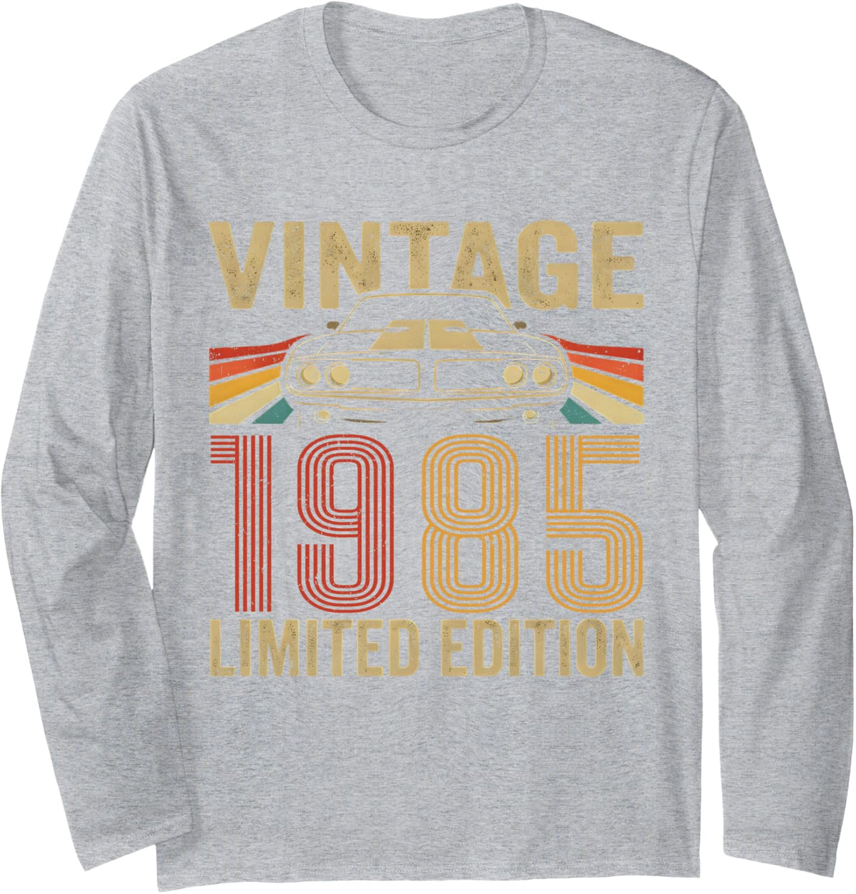 Vintage 1985 Limited Edition Classic Birth of Birthday Car Long Sleeve T-Shirt - Adult Unisex Heather Grey
