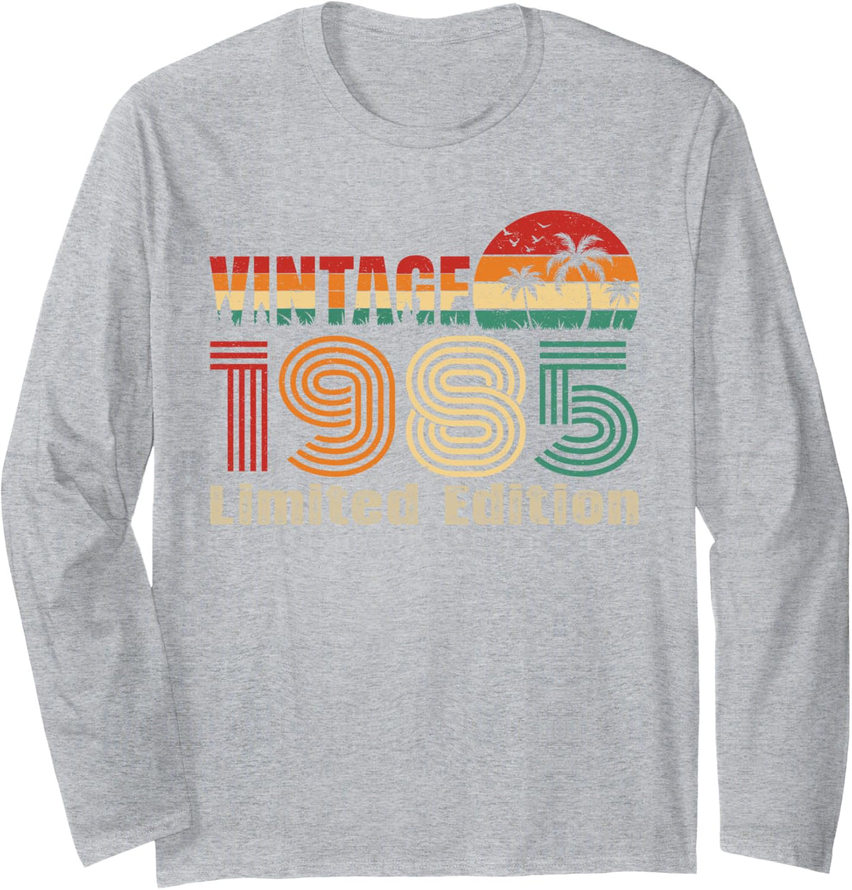 Vintage 1985 Limited Edition Classic Birthday Year Vintage Long Sleeve T-Shirt - Adult Unisex Heather Grey