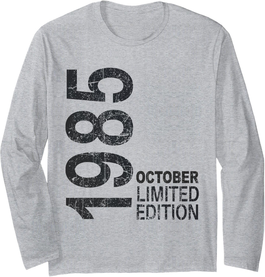 October 1985 Awesome 1985 Vintage 1985 Retro 1985 Edition Long Sleeve T-Shirt - Adult Unisex Heather Grey