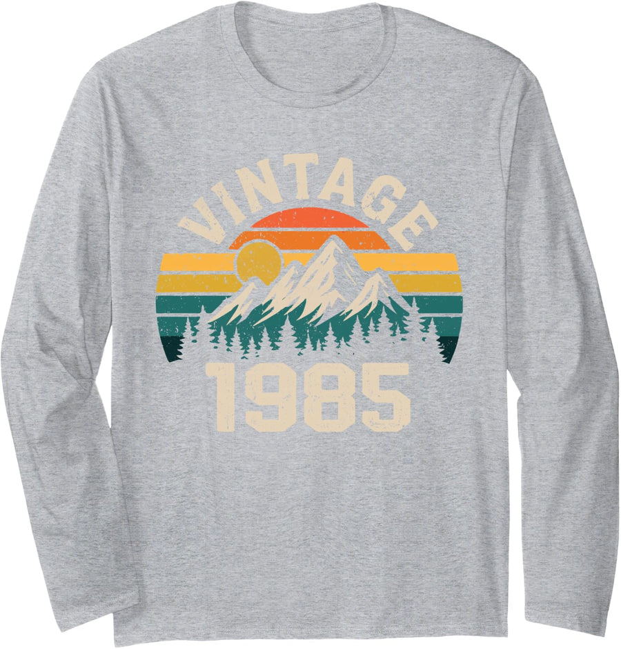 Vintage 1985 Classic Limited Edition Birth of Birthday Year Long Sleeve T-Shirt - Adult Unisex Heather Grey