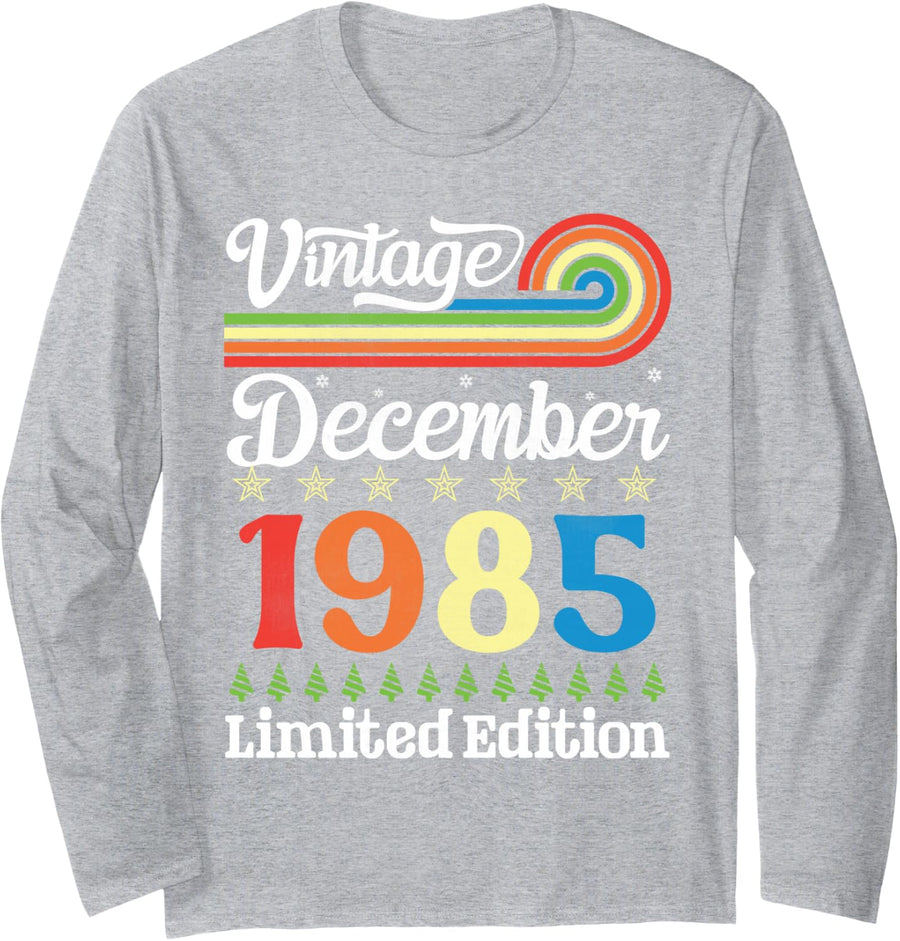 Vintage December 1985 41 Years Being Awesome Limited Edition Long Sleeve T-Shirt - Adult Unisex Heather Grey