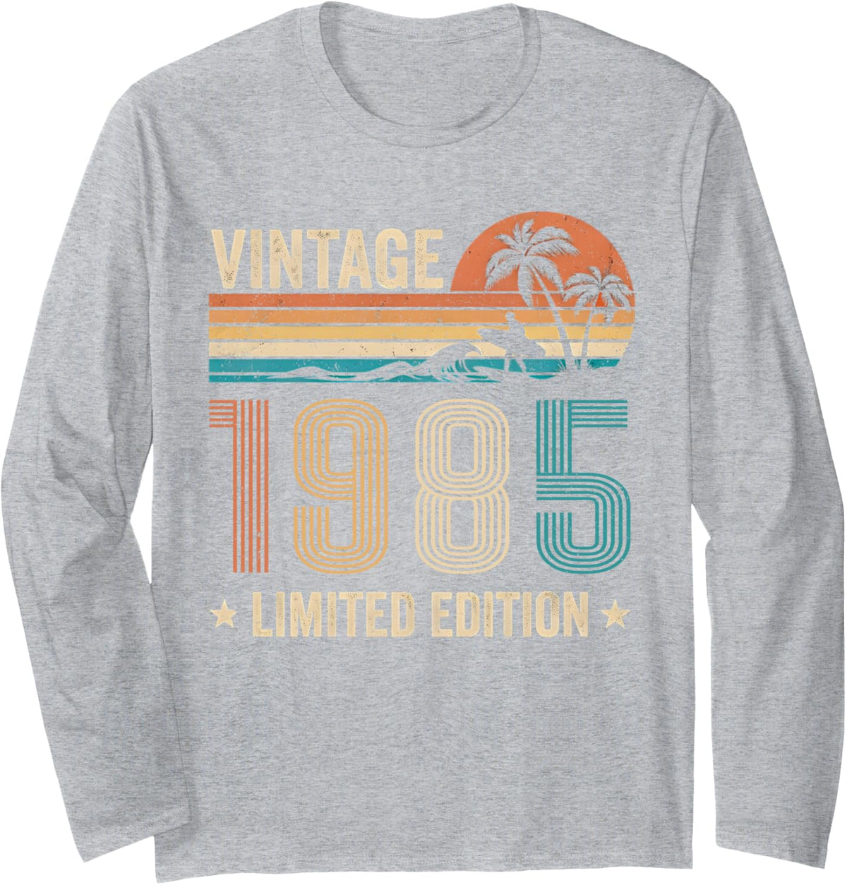 Vintage 1985 Limited Edition Vintage 1985 Classic Birthday Long Sleeve T-Shirt - Adult Unisex Heather Grey