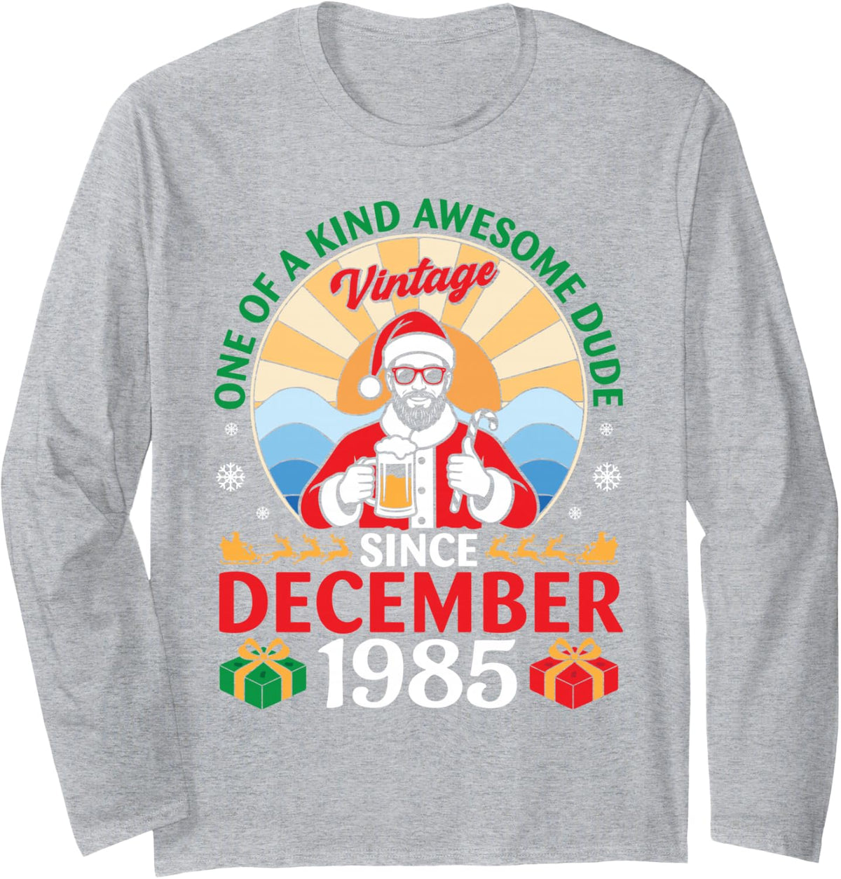 Vintage in December 1985 Birthday 41 Years of Being Awesome Long Sleeve T-Shirt - Adult Unisex Heather Grey