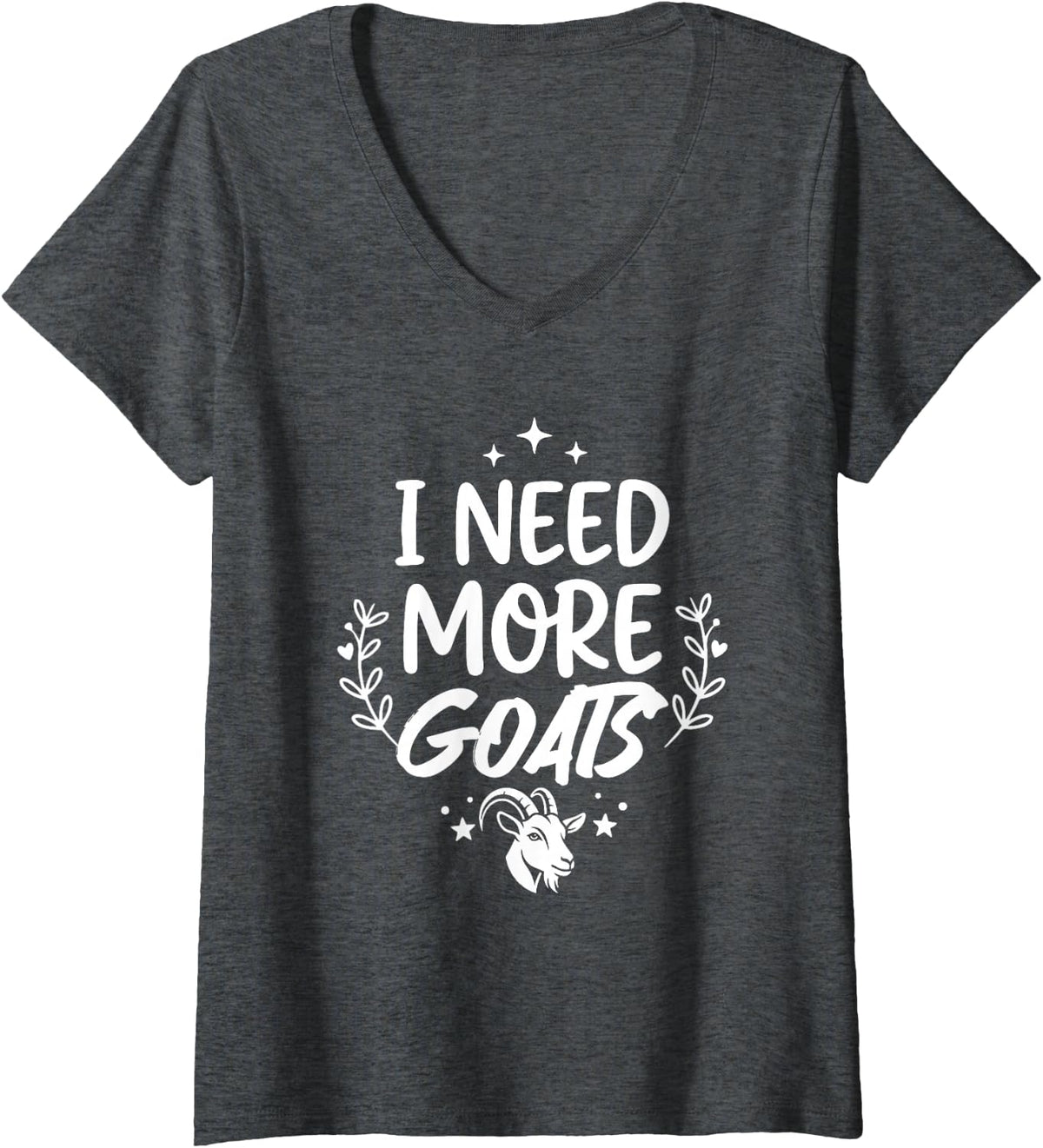 Women's I Need More Goats V-Neck T-Shirt - Dark Heather Grey