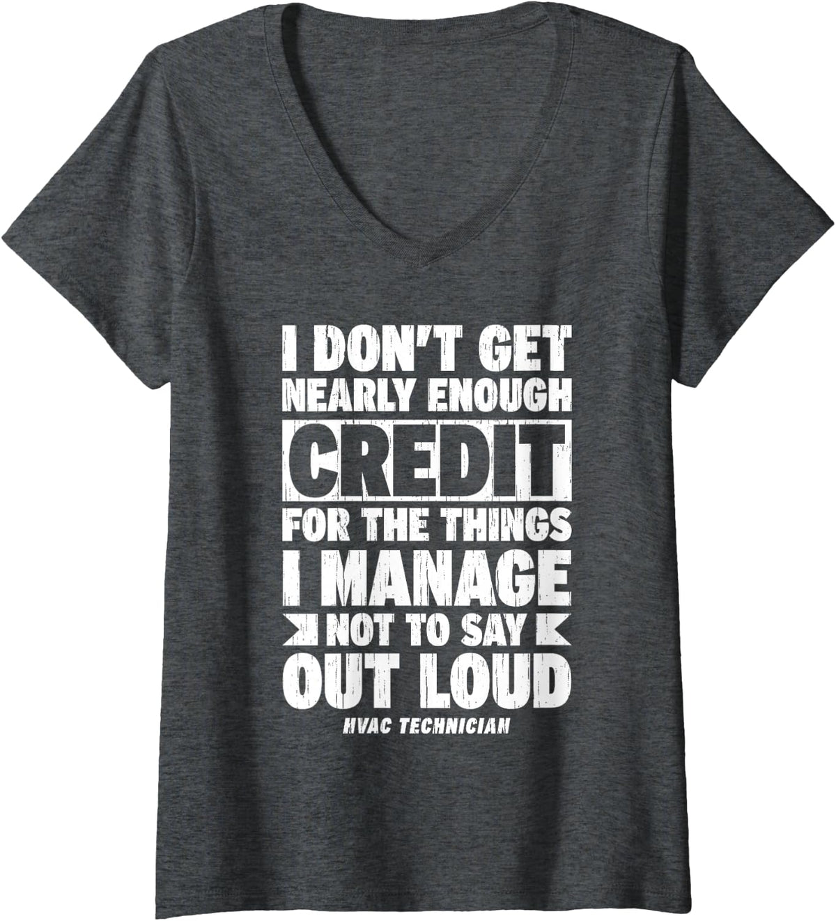 Women's Funny HVAC Installers Heating and Cooling Technician V-Neck T-Shirt - Dark Heather Grey