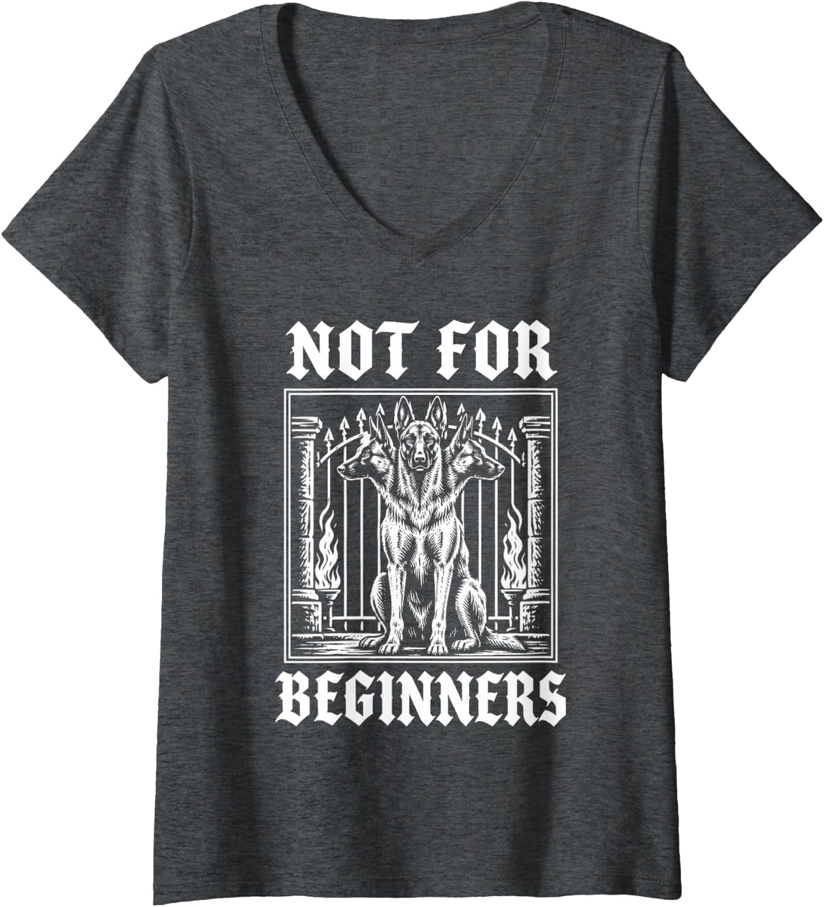 Women's Not for Beginners Belgian Malinois V-Neck T-Shirt - Dark Heather Grey