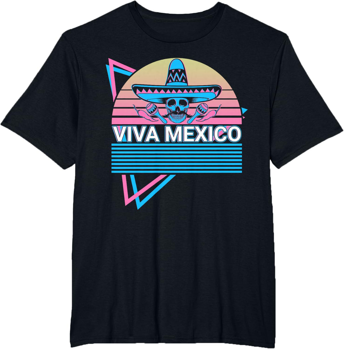 Funny Cinco De Mayo Retro Viva Mexico T-Shirt - Black