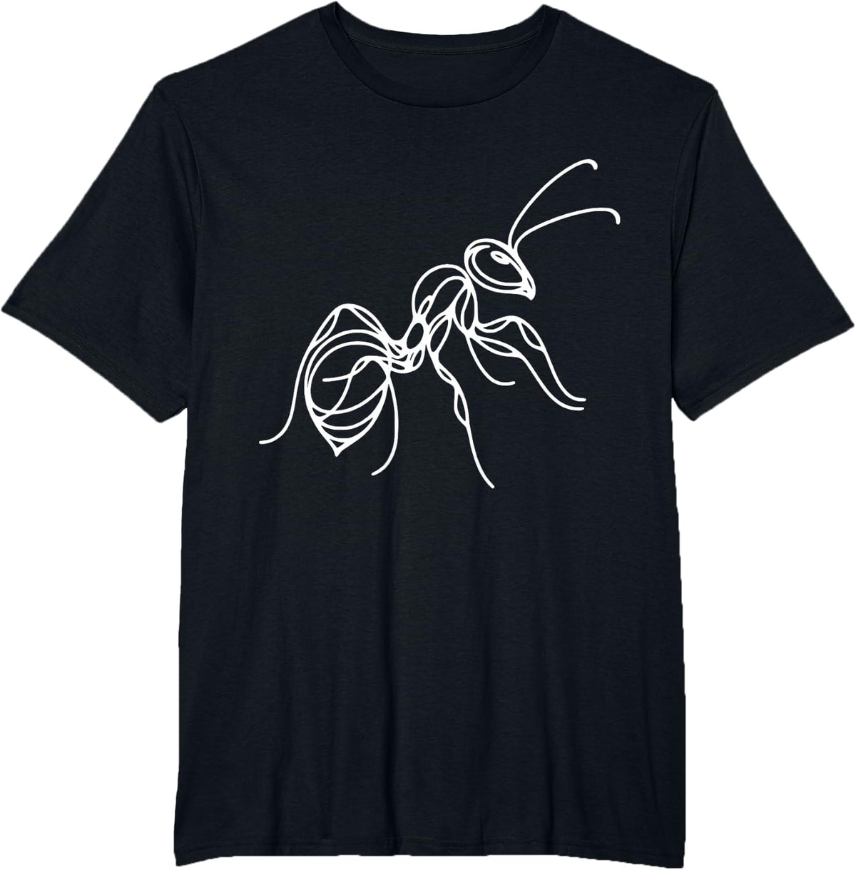Minimalist Ant Line Art Drawing Insect Illustration T-Shirt - Black