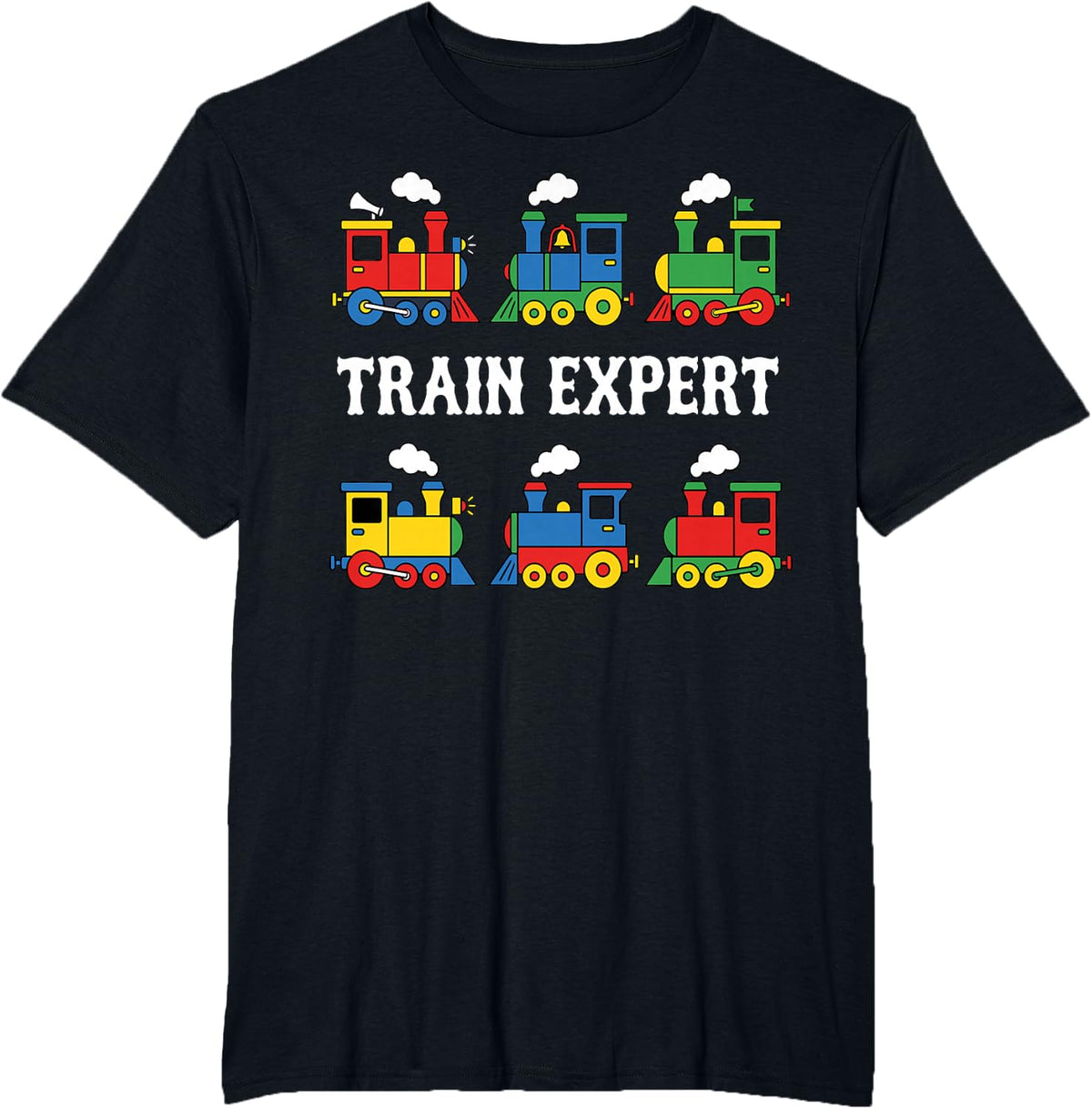 Train Expert Colorful Toy Trains Railroad Locomotive T-Shirt - Black