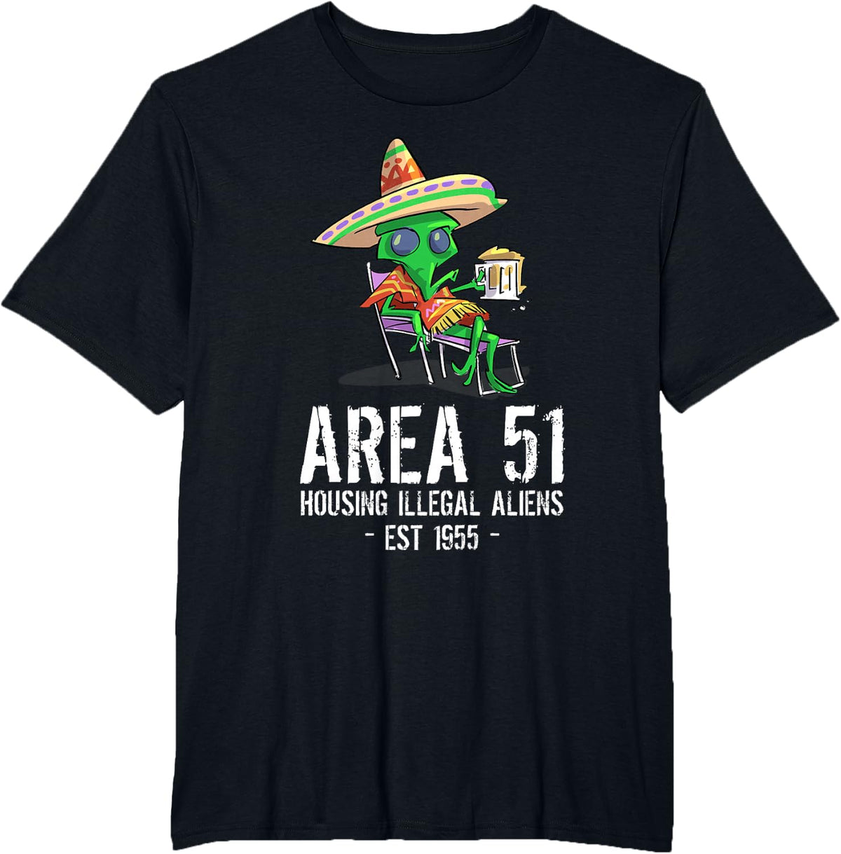 Cinco De Mayo Area 51 UFO Drunk Illegal Alien T-Shirt - Black