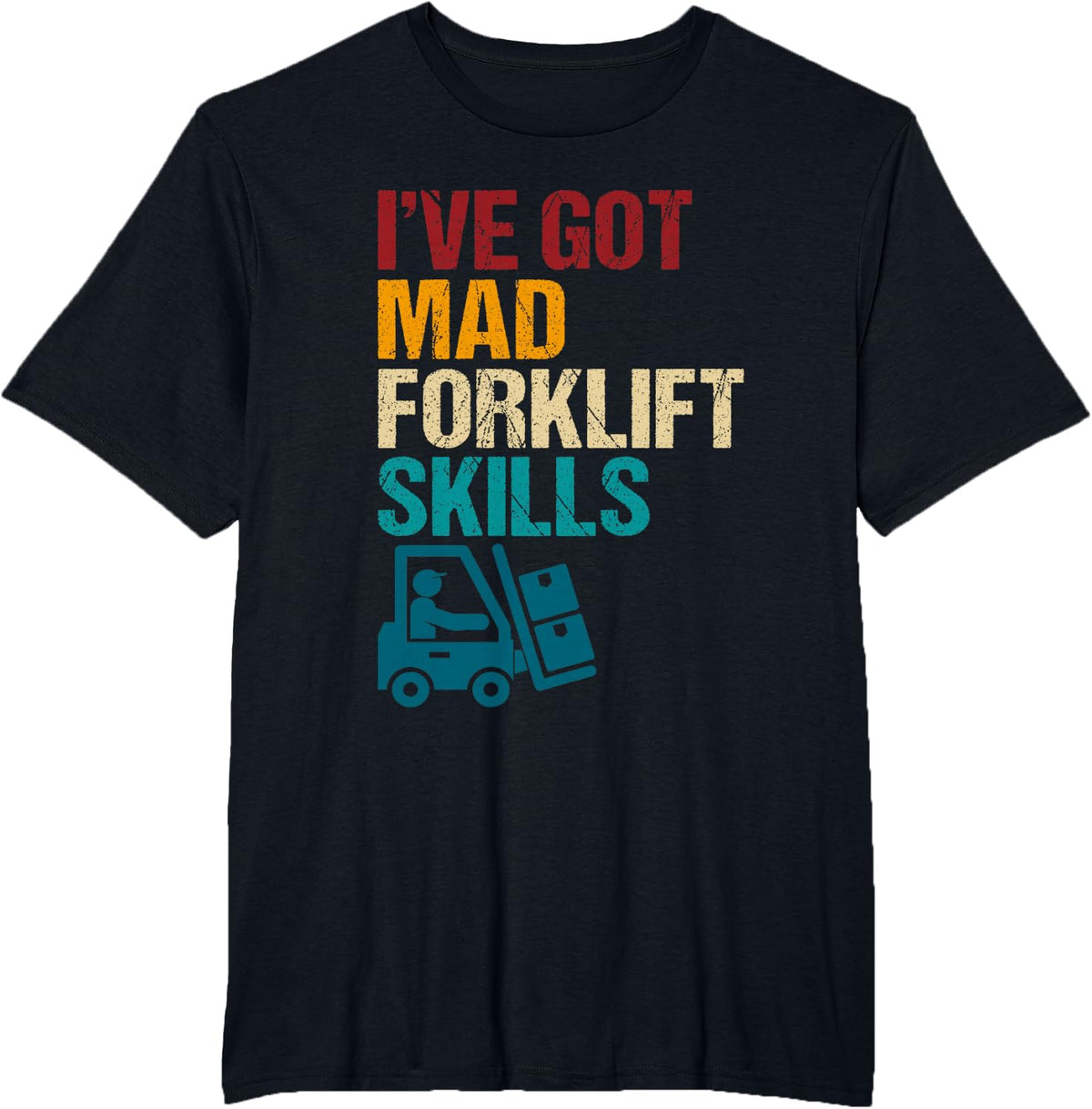 Retro Forklift Warehouse Operator Tee Forklift Driver T-Shirt - Black