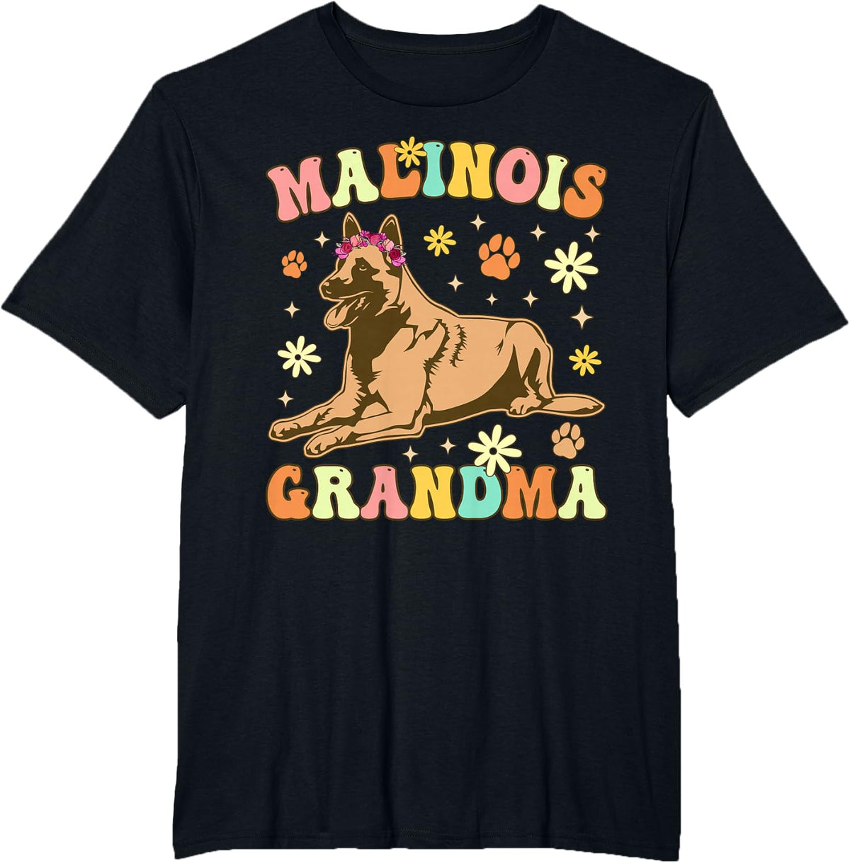 Malinois Grandma Groovy Belgian Malinois T-Shirt - Black