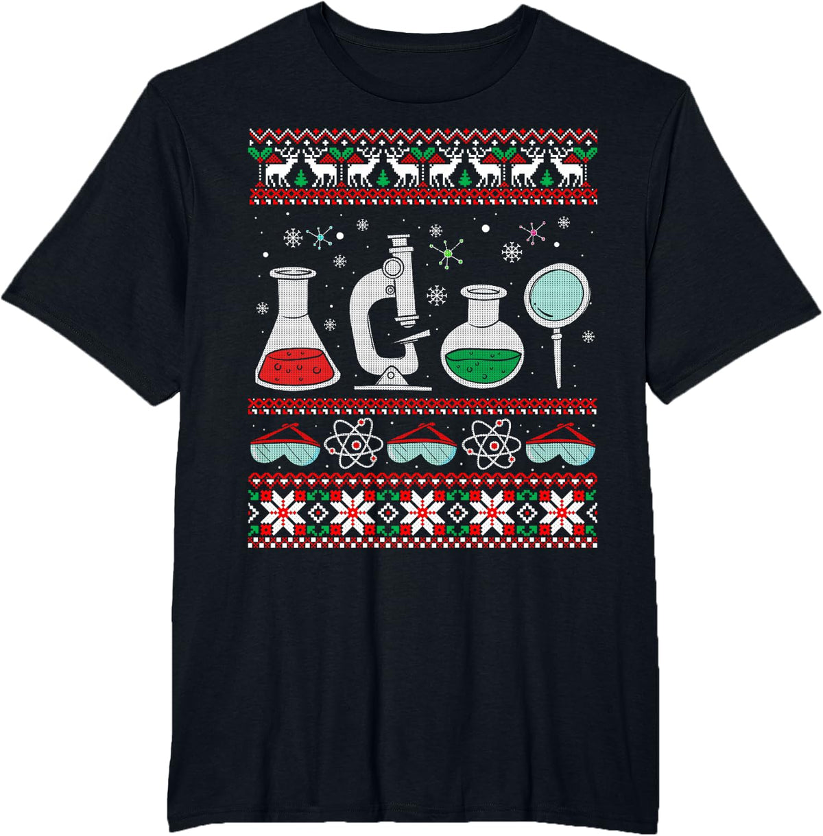 Science Laboratory Ugly Christmas Sweater - Microbiology T-Shirt - Black