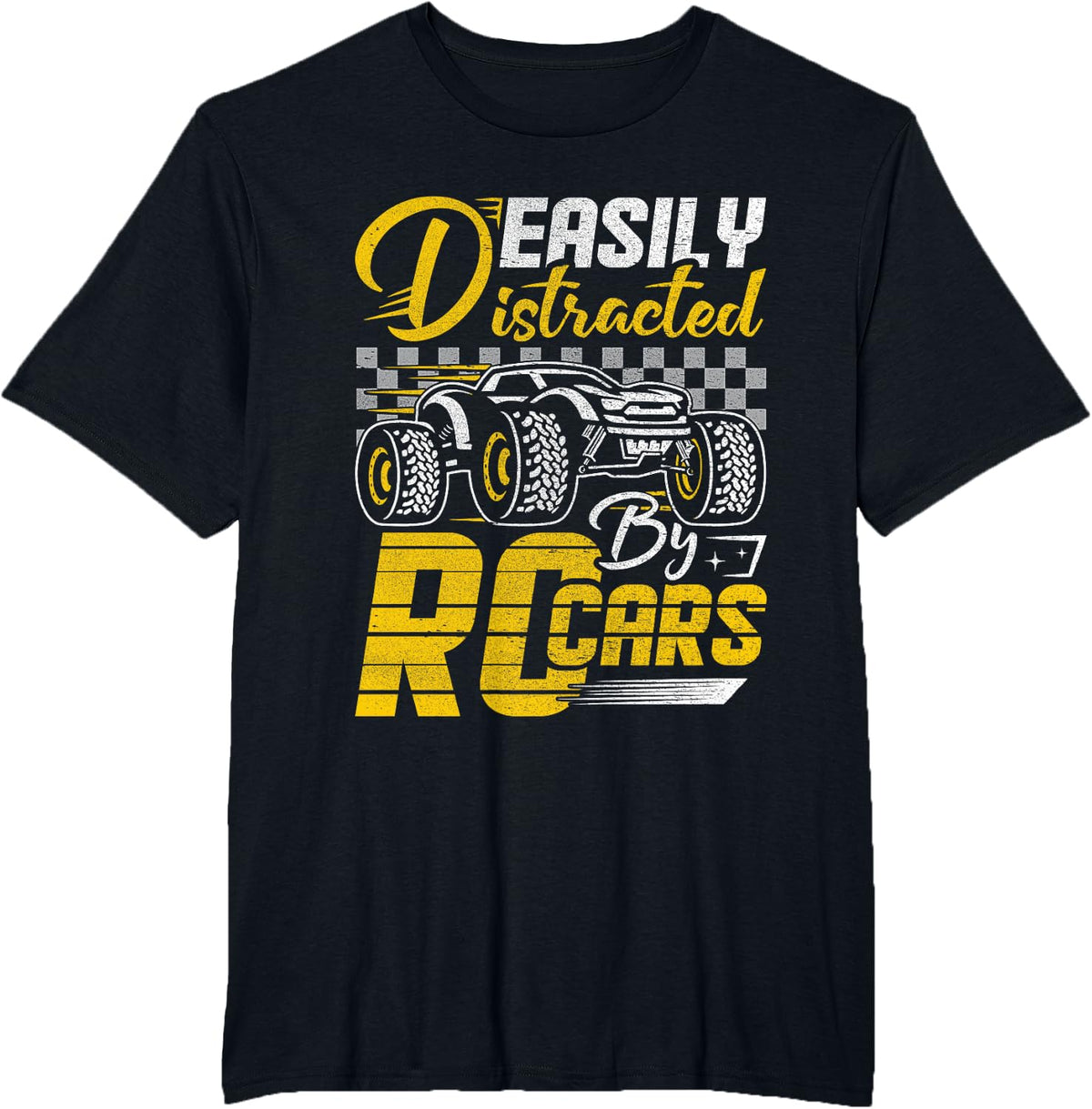 RC Car Race Fast Remote - Easily Distracted By RC Cars T-Shirt - Black