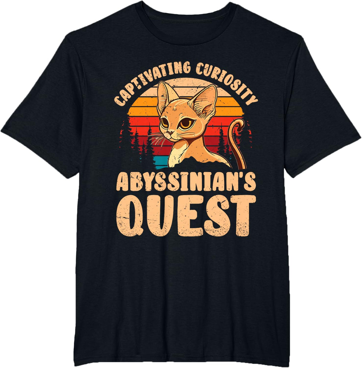 Captivating Curiosity Abyssinian's Quest Cat Lover Owner T-Shirt - Black