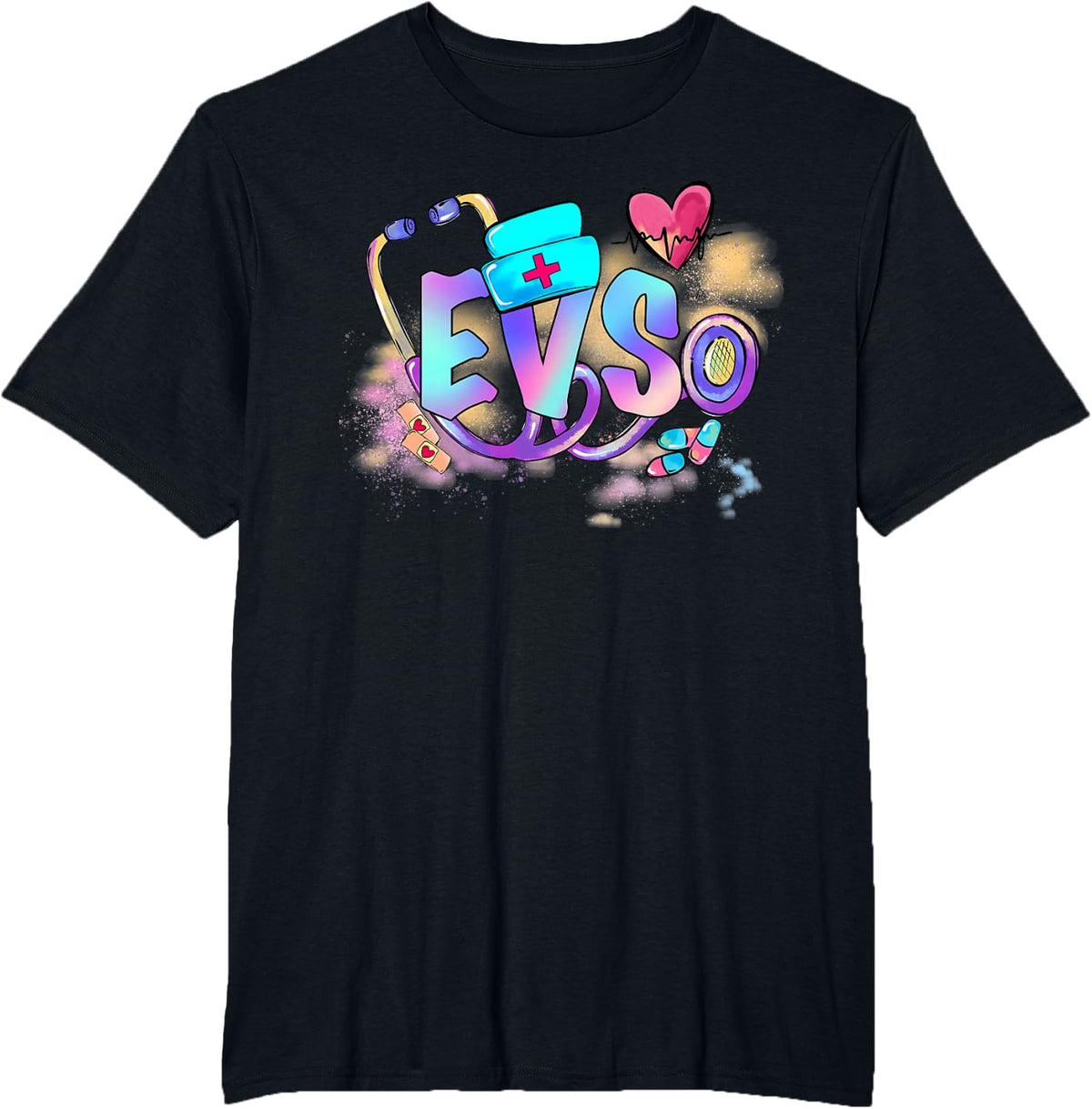 Tie Dye EVS Worker Funny EVS Nurse Day Nurse Week T-Shirt - Black