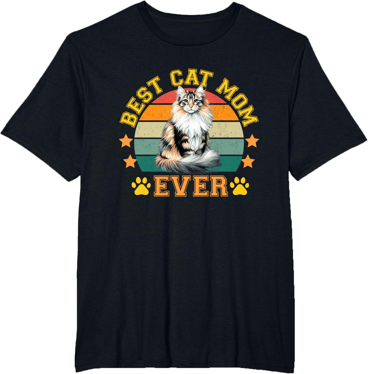 Best Cat Mom Ever Norwegian Forest Cat Retro Cute Cats Lover T-Shirt - Black