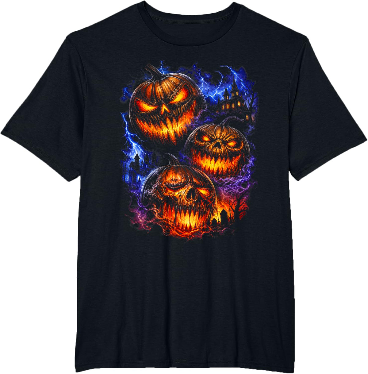 Halloween Spooky Pumpkin Bootleg Halloween T-Shirt - Black