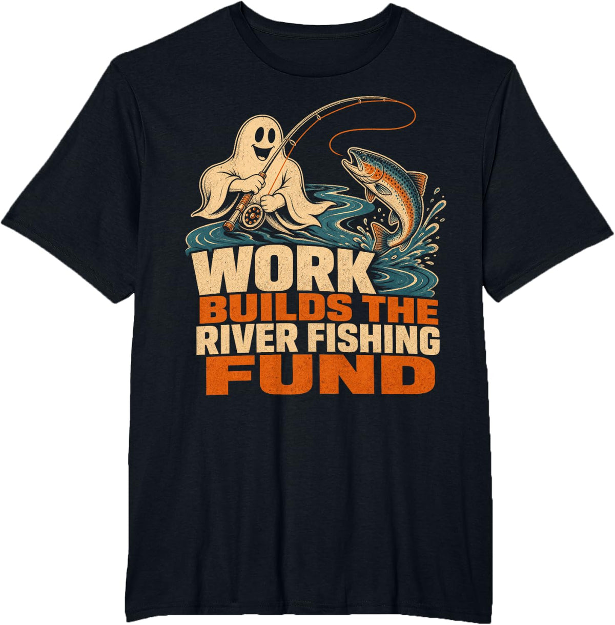 Work Builds The River Fishing Fund Angler T-Shirt - Black