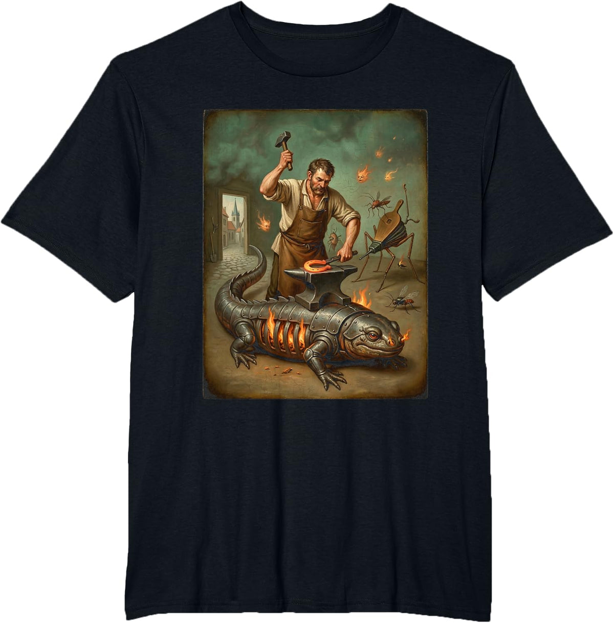 Blacksmith Fantasy Gothic Medieval Art Funny T-Shirt - Black