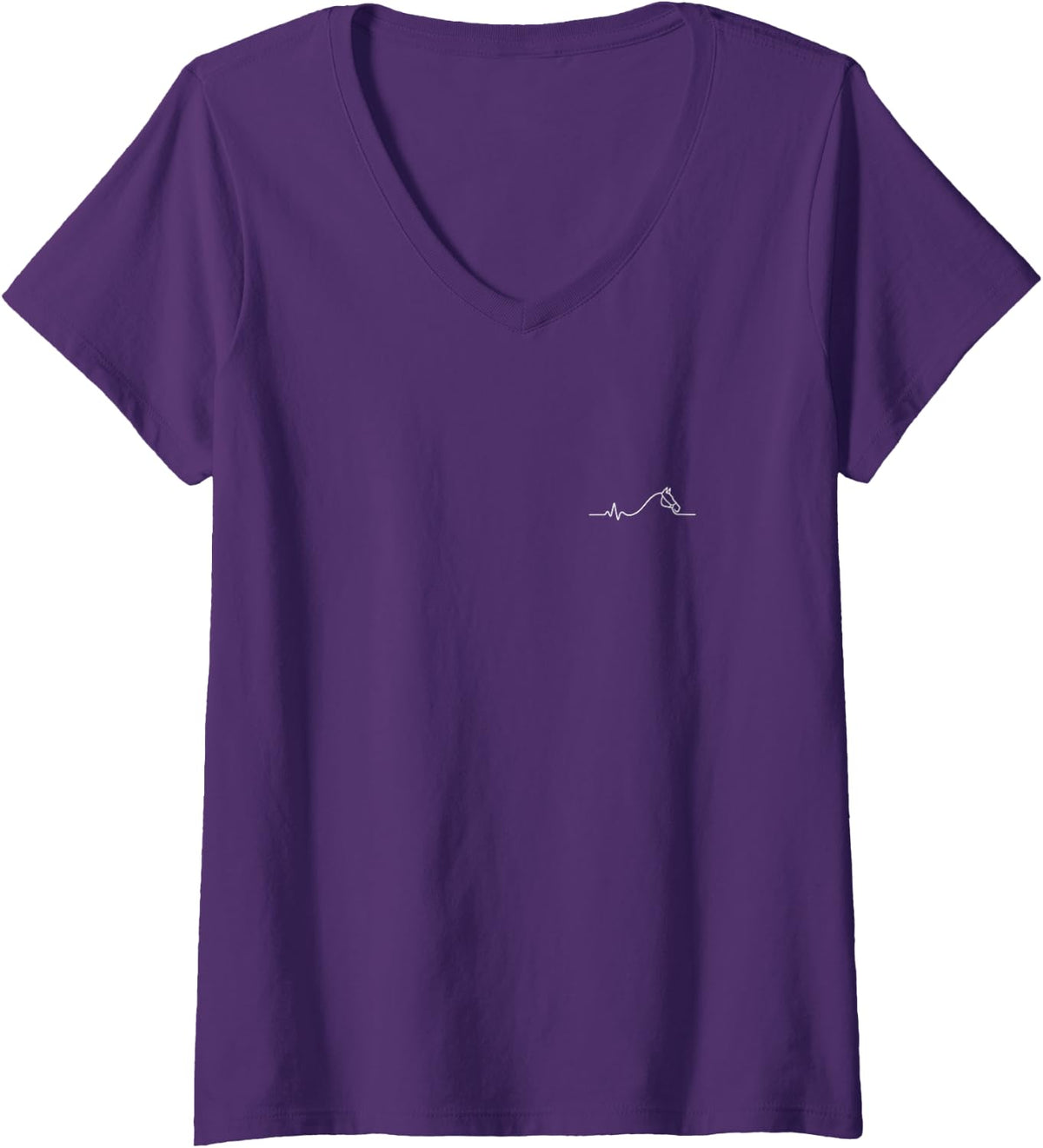 Women's Horseback Riding Heartbeat Minimalist Equestrian V-Neck T-Shirt - Purple