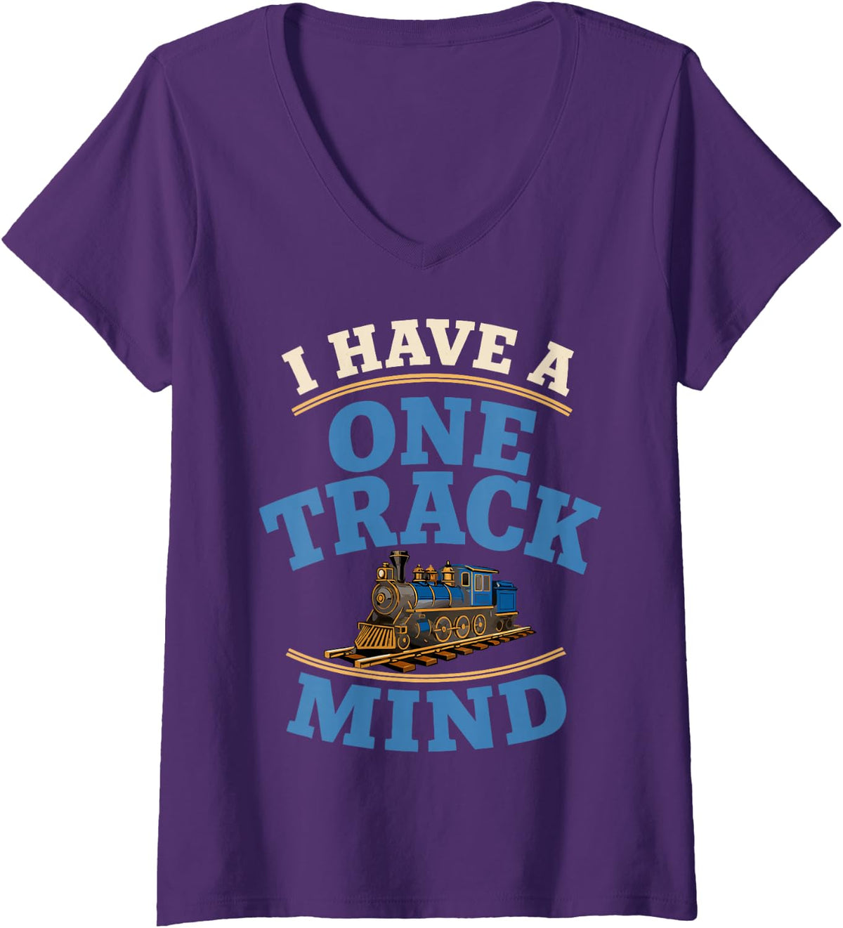 Women's Vintage Model Railway Hobby Train Collector Railroad V-Neck T-Shirt - Purple