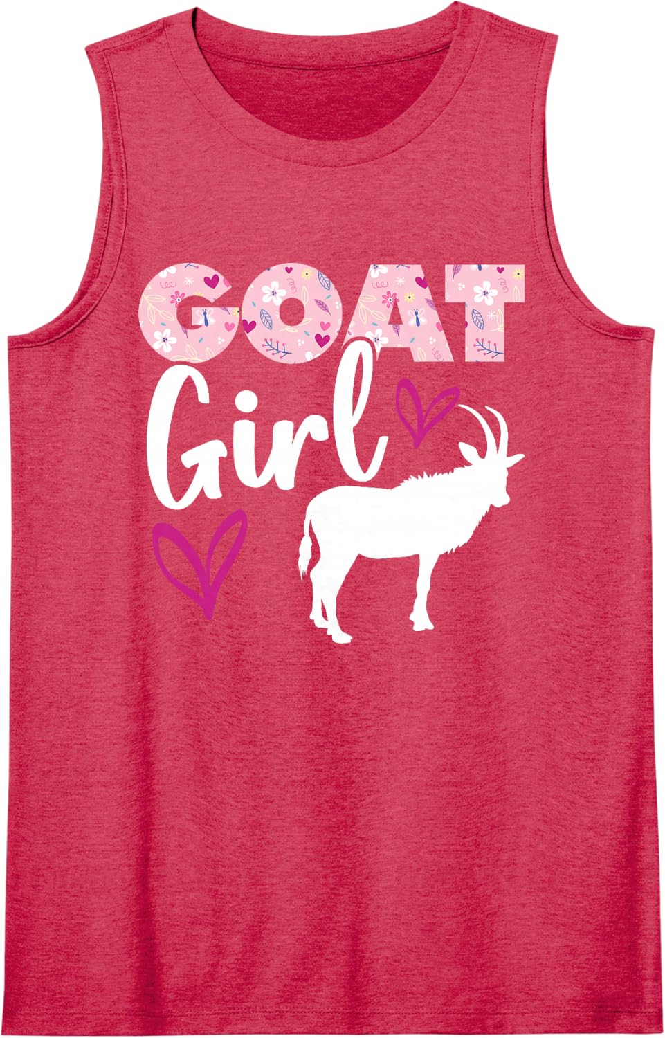 Goat Girl Pink Love Goats Sleeveless Tank Top - Red