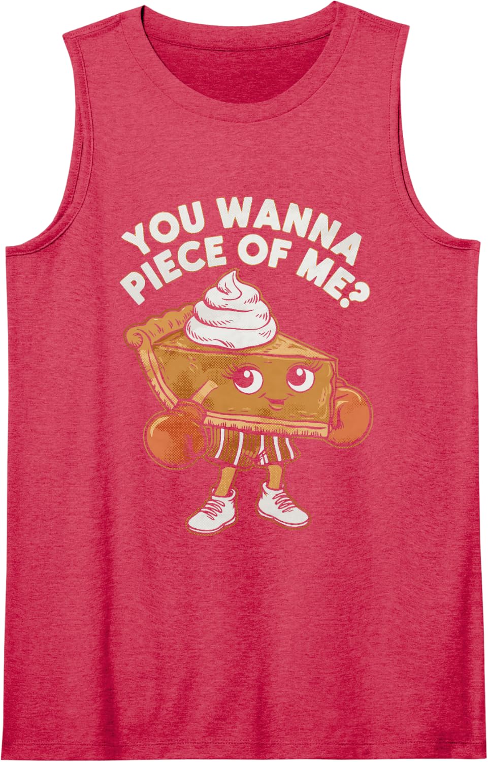 Funny Thanksgiving Boxing Pumpkin Pie You Wanna Piece of Me Sleeveless Tank Top - Red