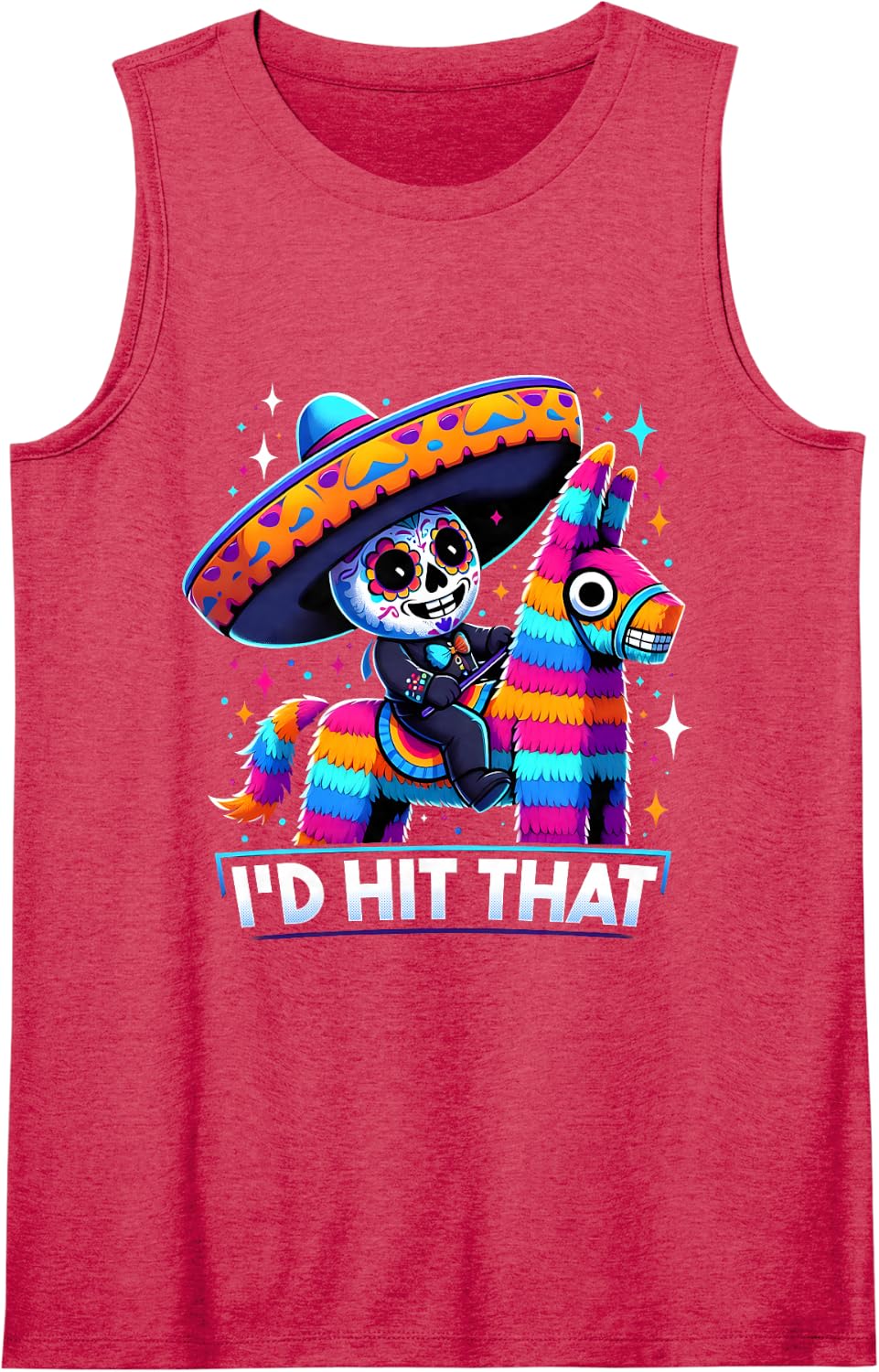 Funny Mexican Party Pinatas I'd Hit that Cinco de Mayo Party Sleeveless Tank Top - Red
