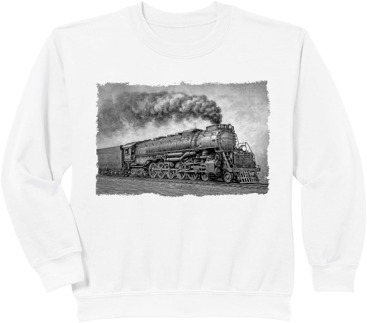 1940s Big Boy Steam Engine Locomotive - Vintage 4014 Train Sweatshirt - White