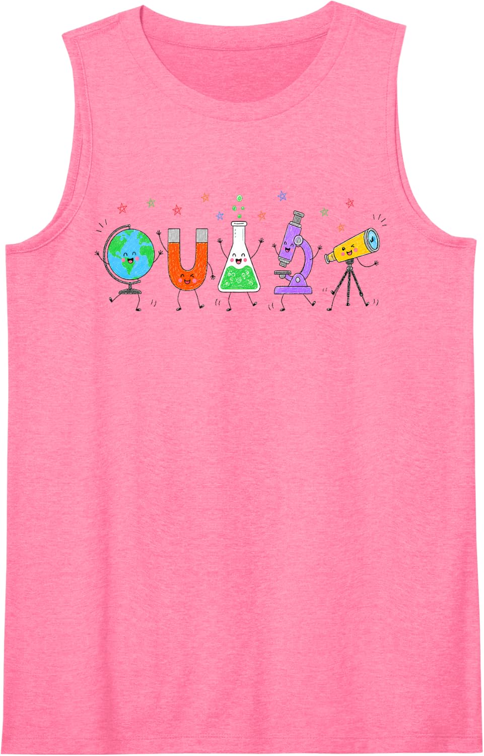 Happy Science Supplies Globe Magnet Flask Microscope Sleeveless Tank Top - Pink