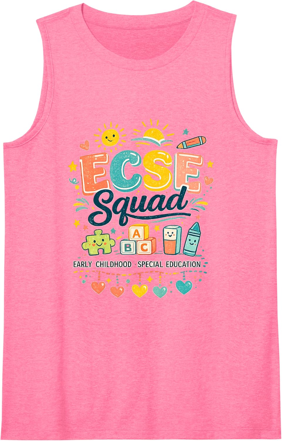 ECSE Squad Early Childhood Special Education Team Sleeveless Tank Top - Pink