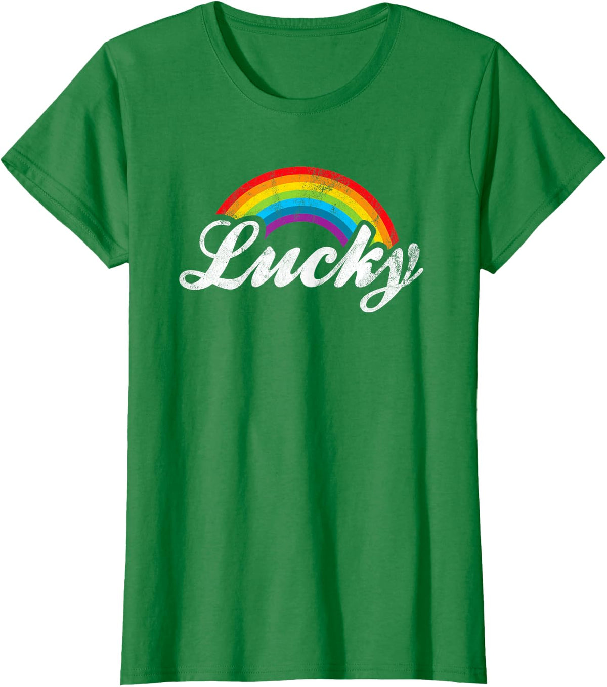 Green Retro Lucky St. Patricks Day Rainbow T-Shirt - Kelly Green