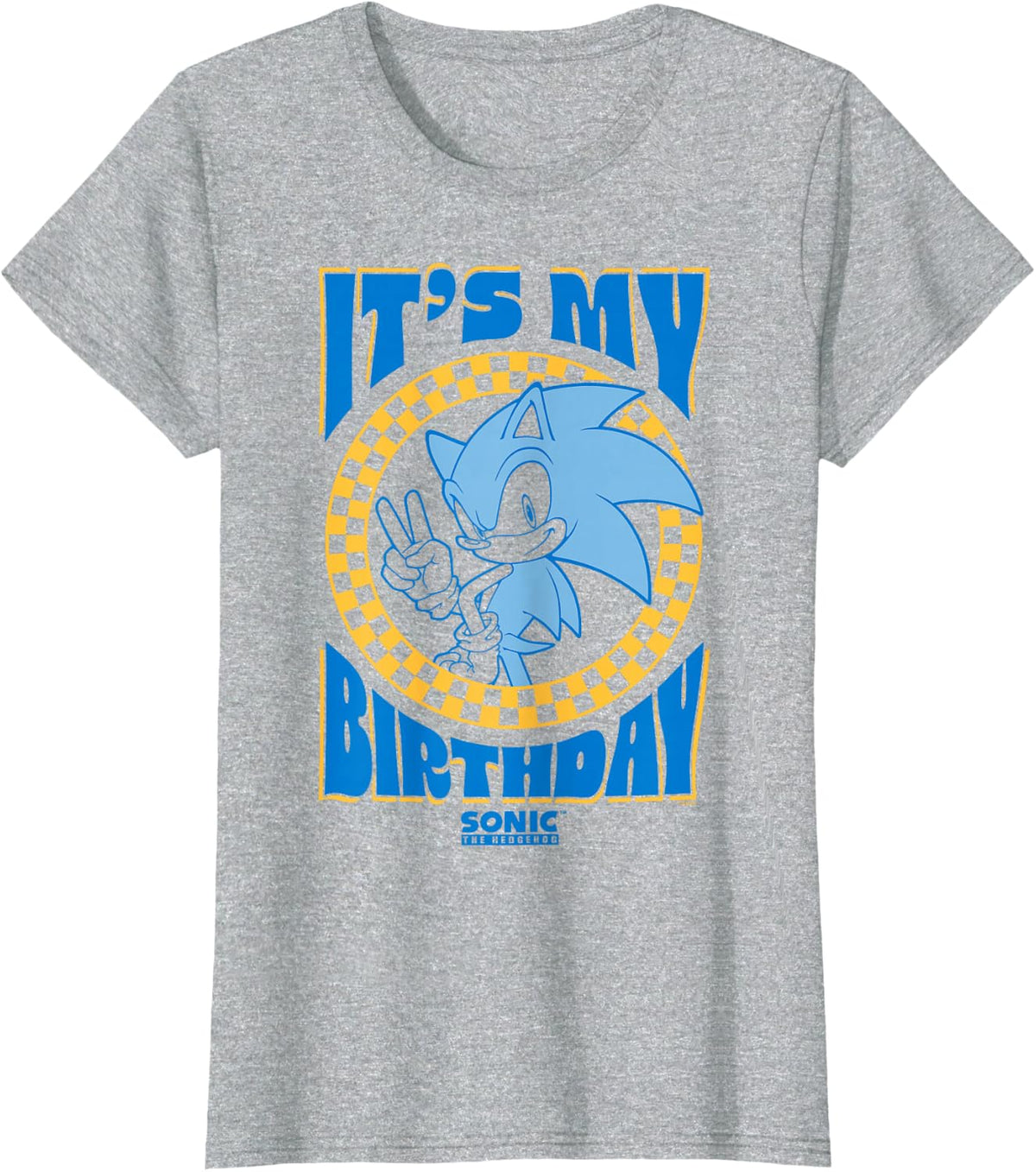 Sonic The Hedgehog It's My Birthday Cool Sonic Pose Poster T-Shirt - Heather Grey