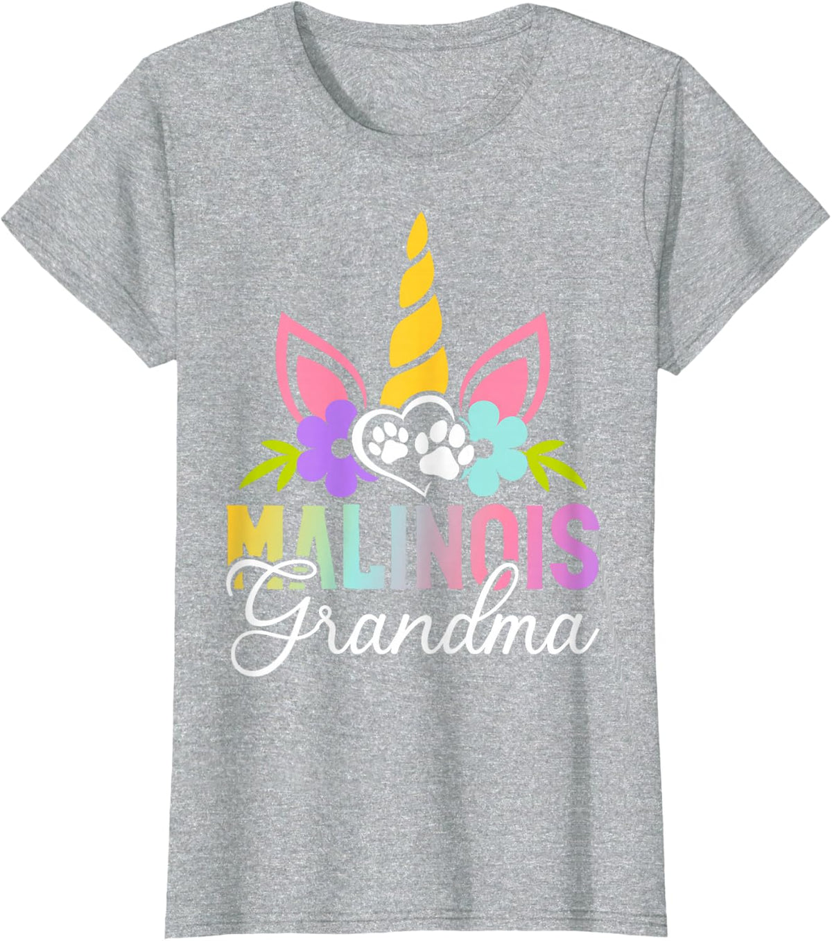 Malinois Grandma Belgian Malinois Dog T-Shirt - Heather Grey