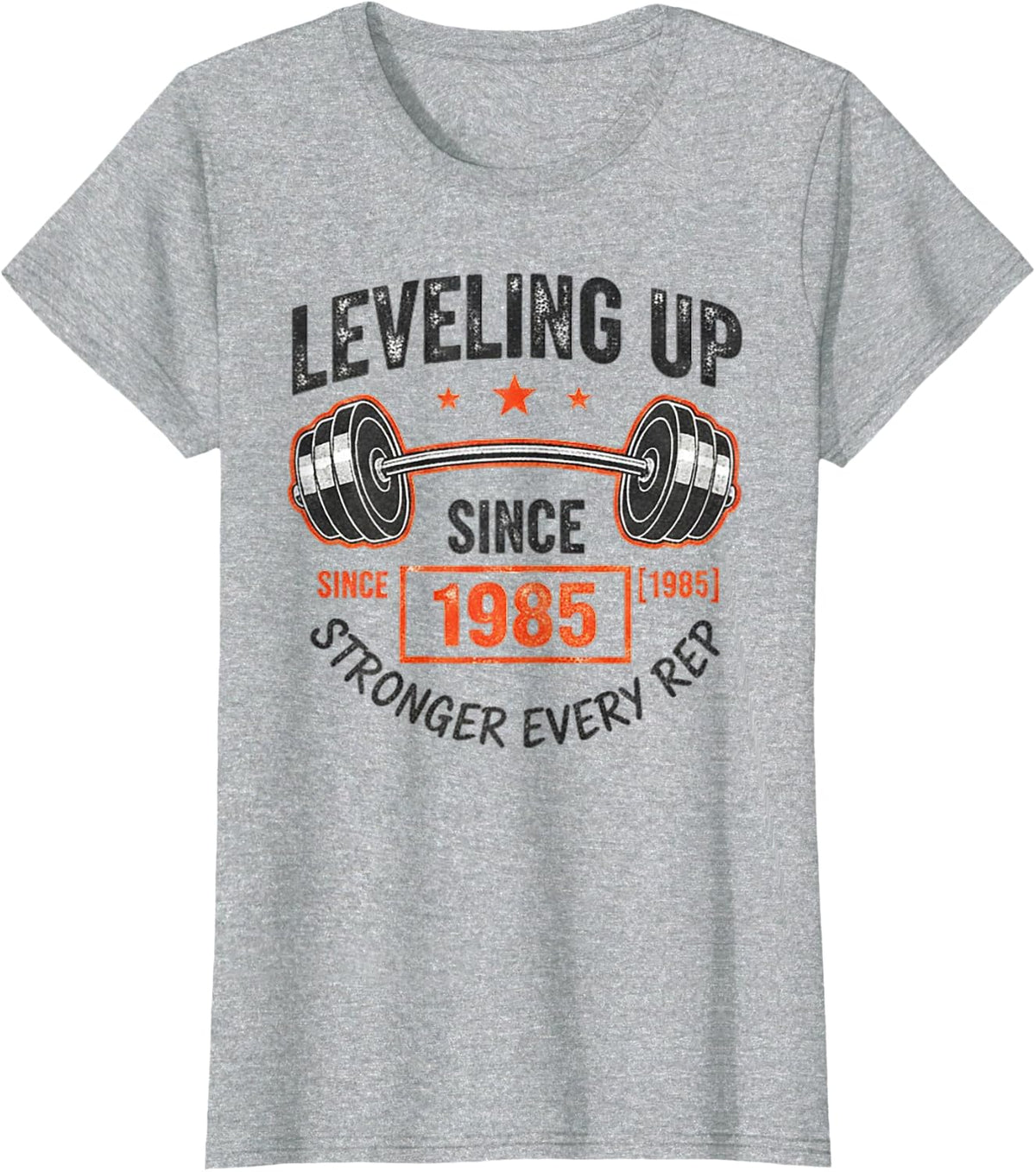40th Birthday Gym Workout Wear - Leveling Up Since 1985 T-Shirt - Heather Grey