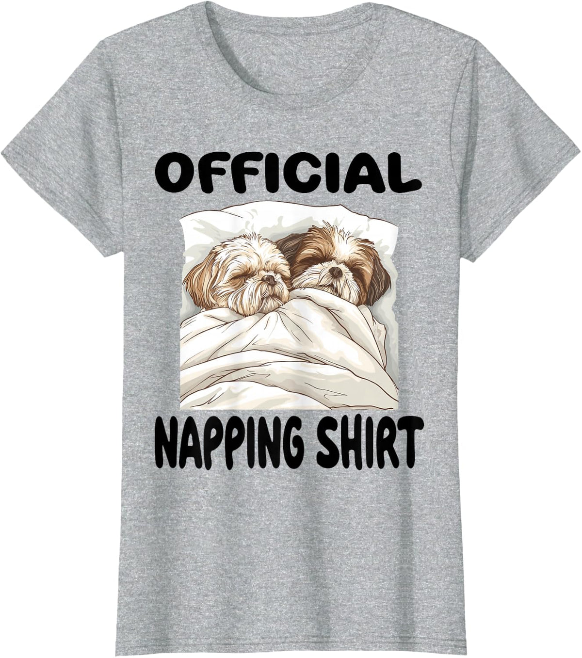 Shih Tzu Dog Official Napping shirt Pajamas Nightgown T-Shirt - Heather Grey